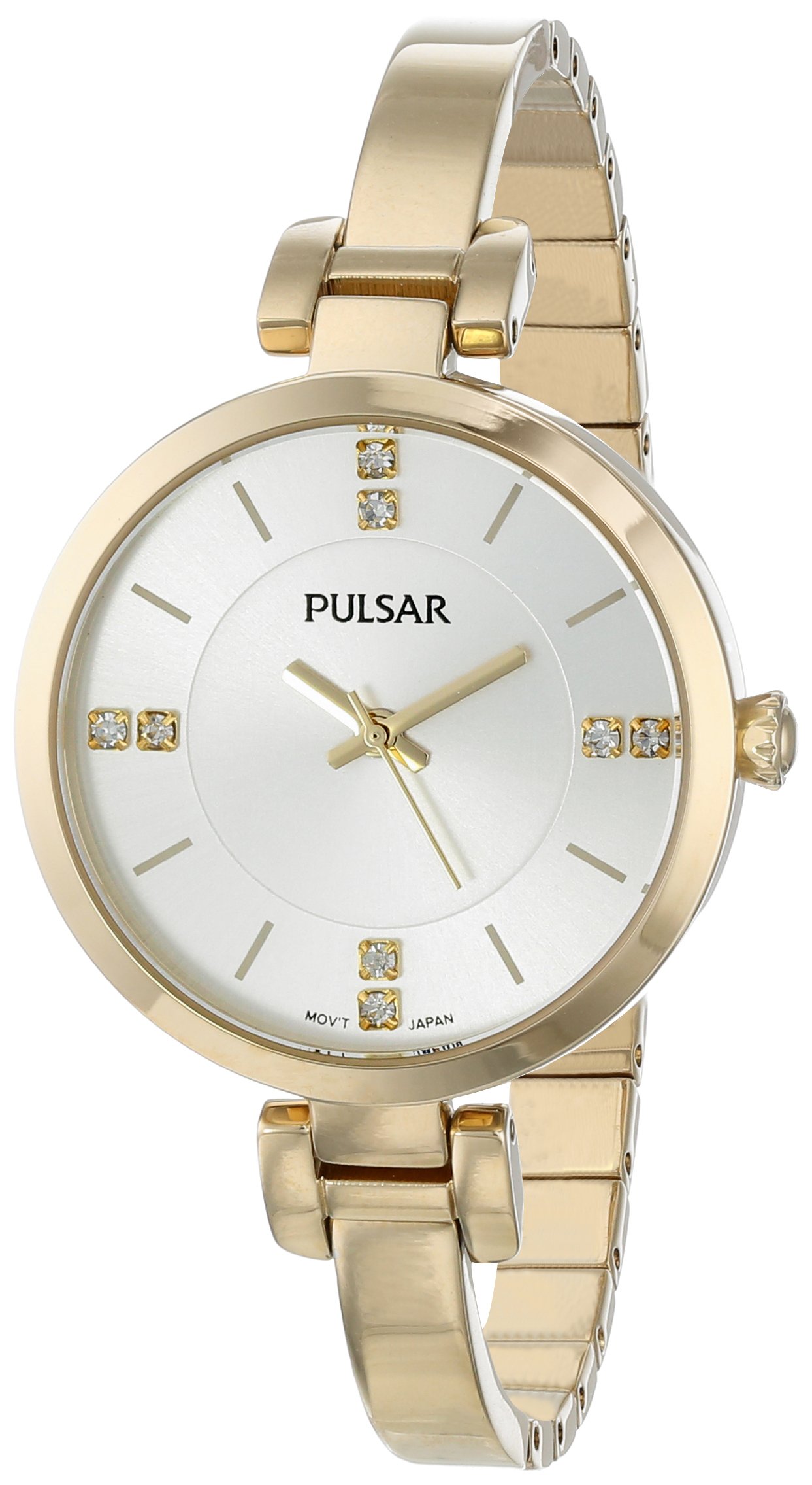 Pulsar Women's PH8034 Gold-Tone Crystal Watch with Link Bracelet - Elegant Dress Watch for Office, Party & Special Occasions