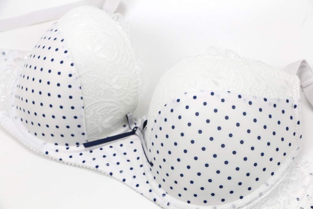 Swbreety Women's Satin Lace Polka Dot Underwire Bra and Panty Set with Bowknot - Sexy Lingerie for Valentine's Day, Anniversary Gift or Romantic Night