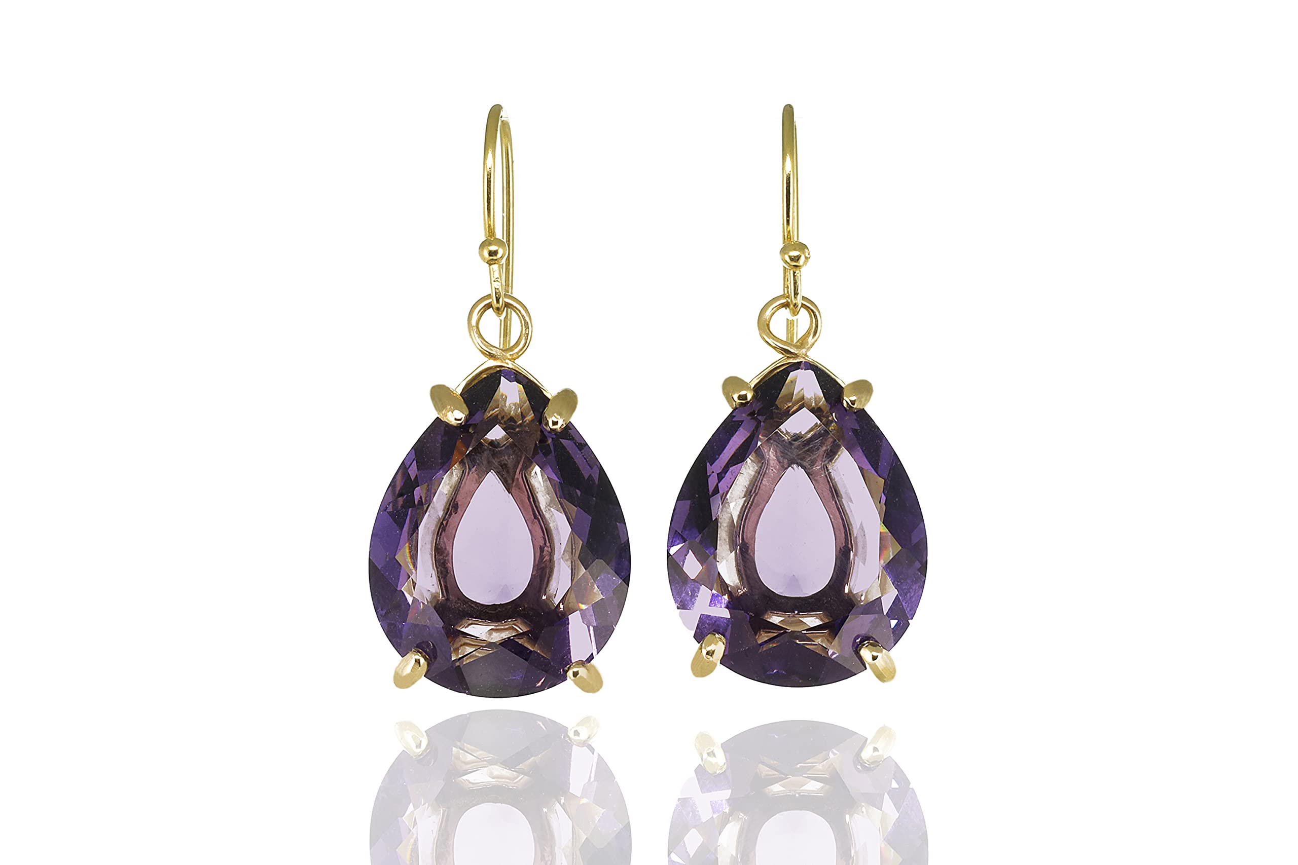 14K Gold Amethyst Dangle Earrings | February Birthstone Jewelry | Deep Purple Pear Drop Earrings for Women | Perfect Gift for Valentine's Day, Anniversary & Special Occasions