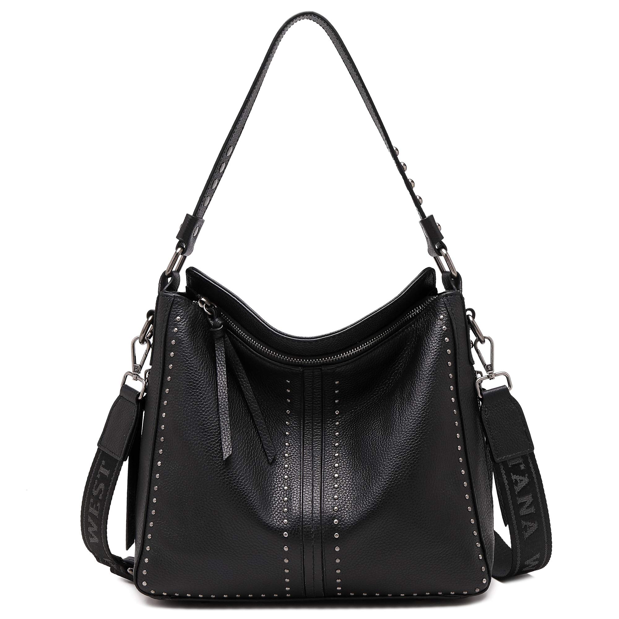 Montana West Women's Hobo Handbag - Large Leather Purse with Studs & Adjustable Crossbody Strap | Fashionable Everyday Bag for Work, Travel & Shopping