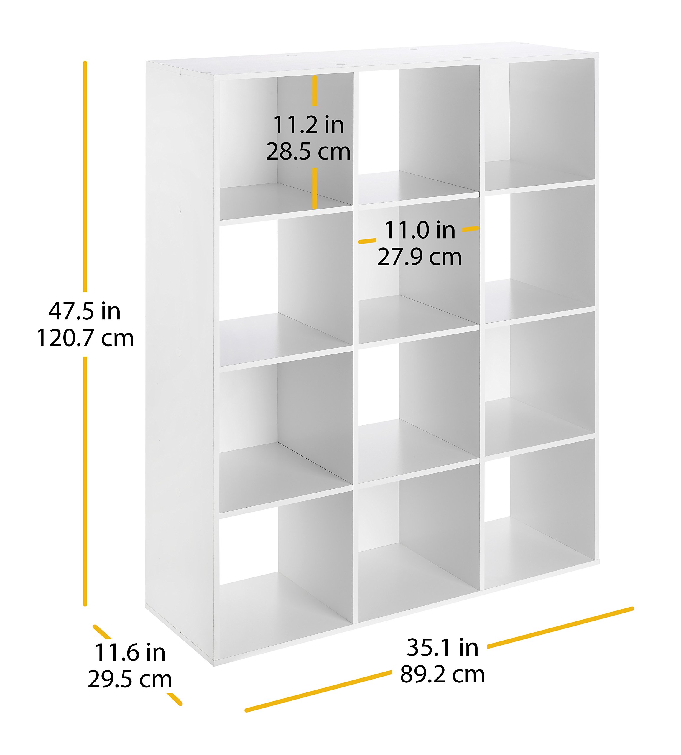 Whitmor 12-Cube Storage Organizer Shelf Unit - White | Stackable Closet & Home Organization for Bedroom, Living Room, Office