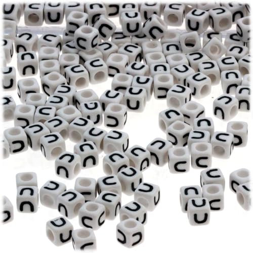 White with Black Text Letter U
