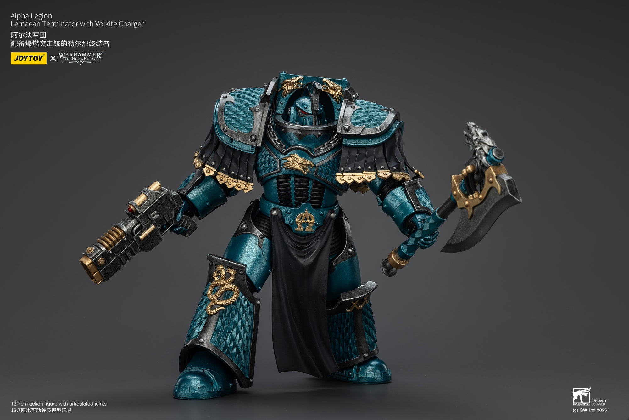 1/18 Scale JOYTOY Warhammer The Horus Heresy Alpha Legion Lernaean Terminator Action Figure with Volkite Charger - Collectible Model for Display, Gaming & Warhammer 40K Battle Scenes