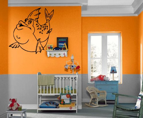 Funny Fish Marine Ocean Animal Wall Decals - Kids Room Nursery Vinyl Art Sticker M338 - Perfect for Baby Bedroom, Playroom & Underwater Theme Decor