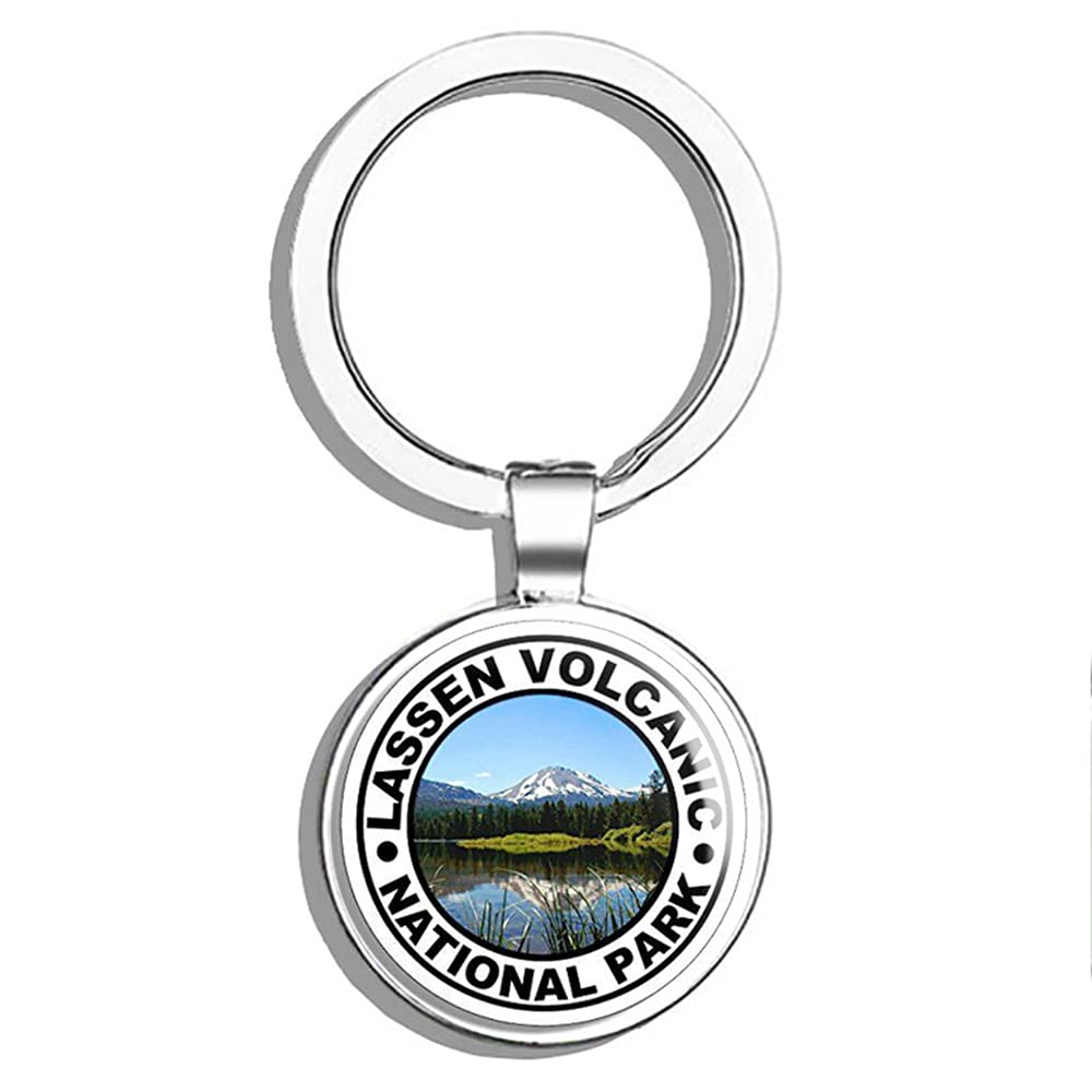 Lassen Volcanic National Park Double Sided Stainless Steel Keychain - Hiking Enthusiast Gift, Car Key Finder & Key Ring Holder for Outdoor Adventures