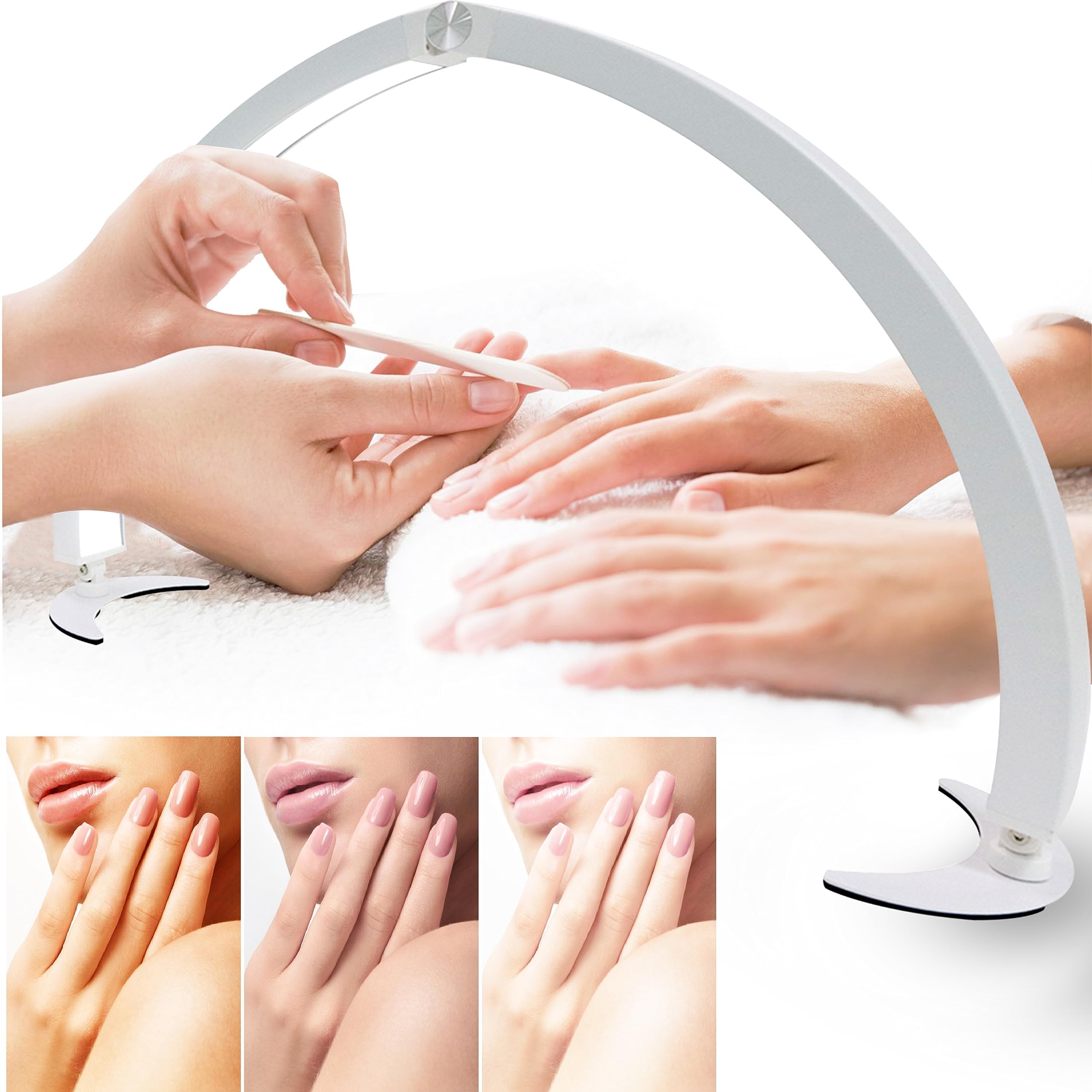 40W Foldable Half Moon LED Nail Desk Lamp with Remote - Adjustable Beauty Light for Lash Extensions, Eyebrows & Salon Use - Perfect for Nail Art, Makeup Application & Professional Beauty Services