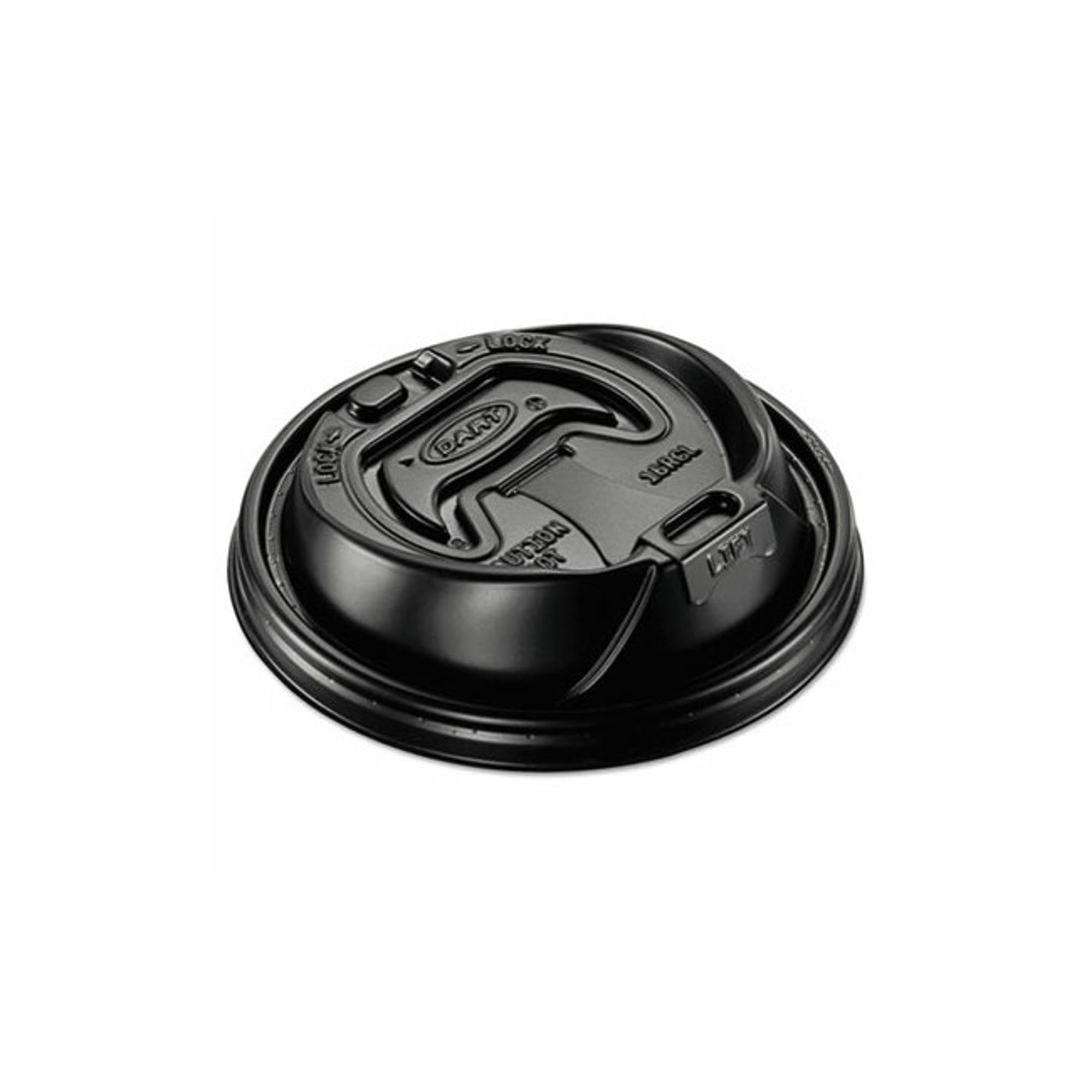 Dart Optima Hot Cup Lids for 12-24oz Cups - Black (DCC16RCLBLK) | Perfect for Coffee Shops, Takeout, and Catering Services