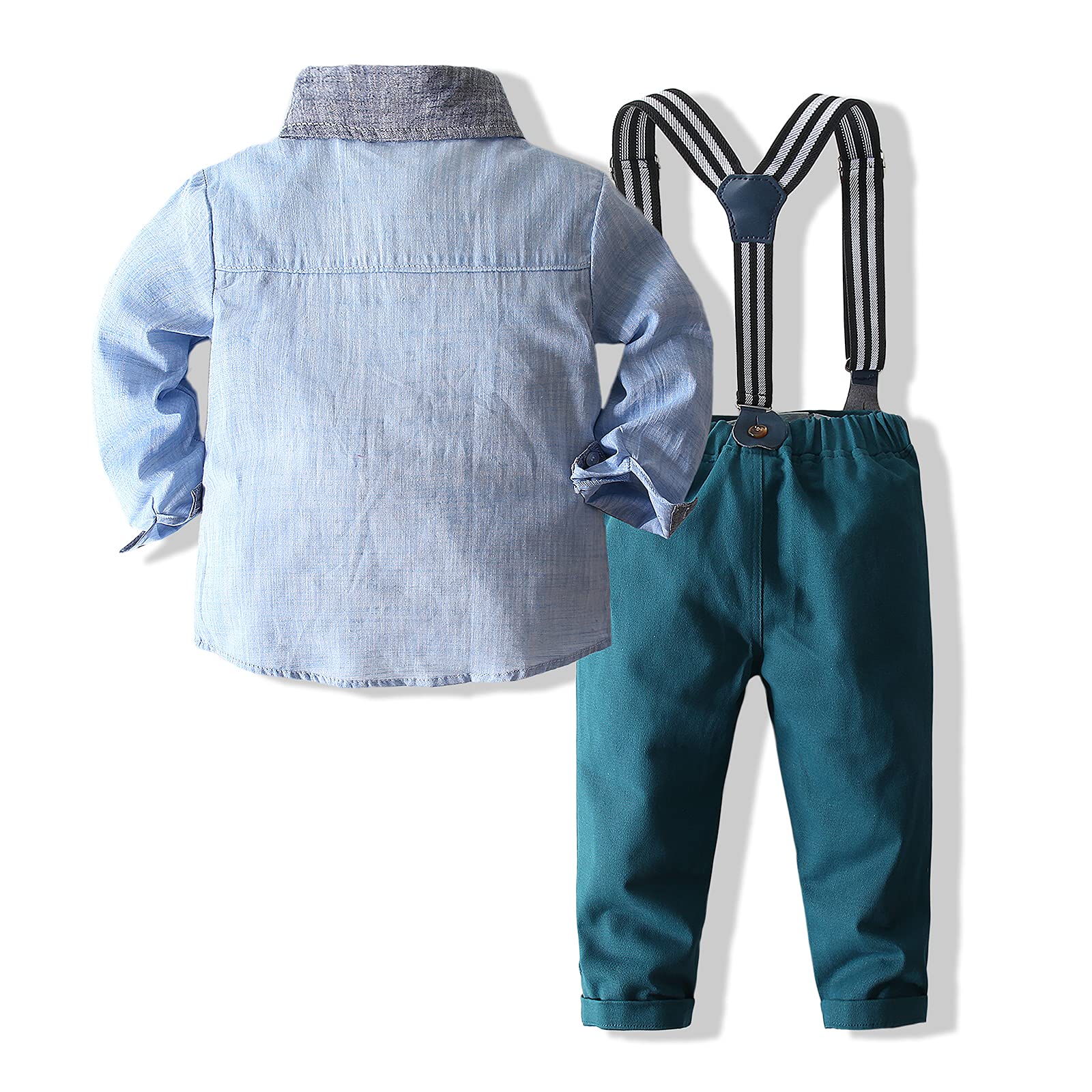 Kimocat Baby Boy Suit Set with Bow Tie & Suspenders for Newborn - Formal Occasions