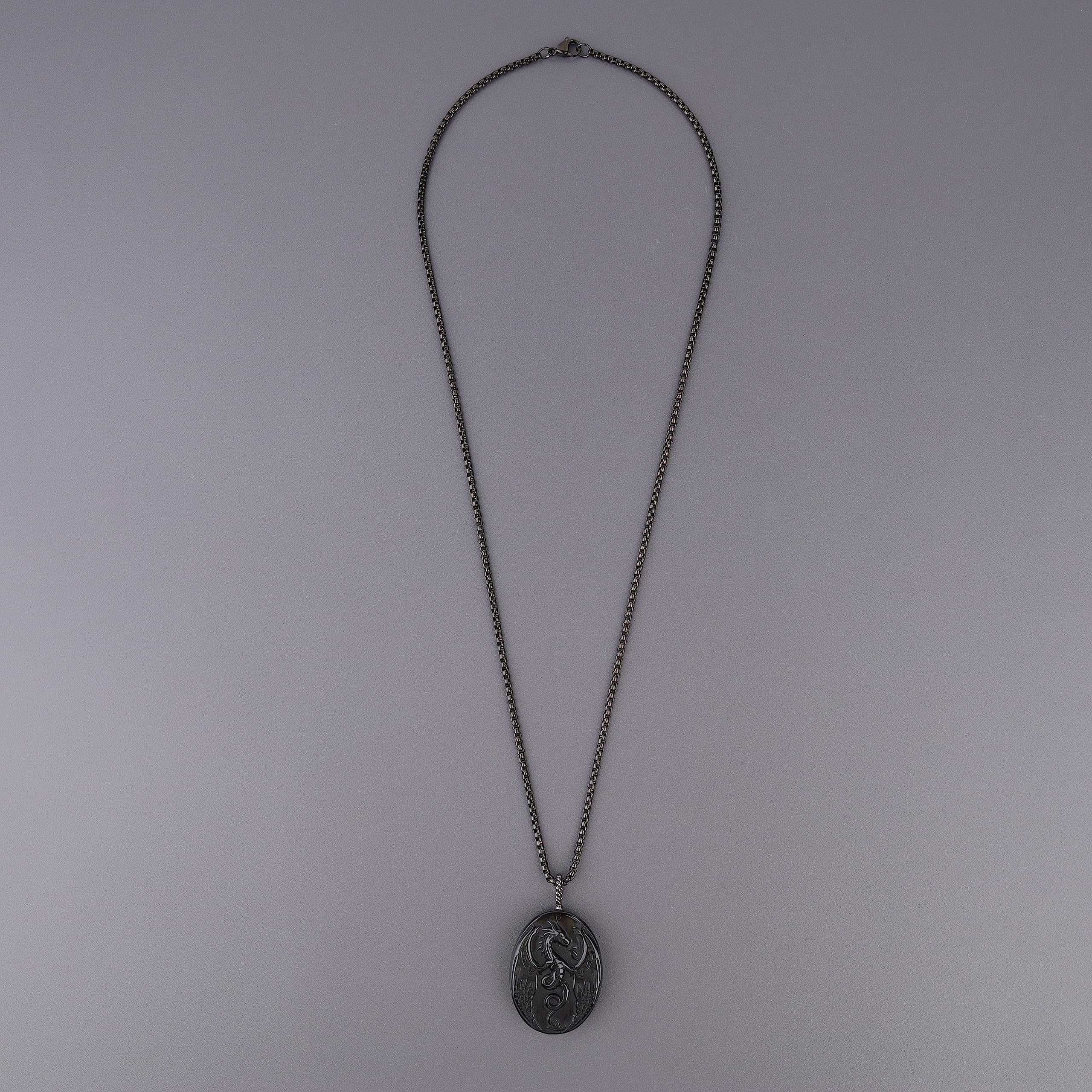 Black Obsidian Dragon Necklace for Men & Women - Stylish Unisex Jewelry for Protection, Healing & Spiritual Energy - Perfect for Gifts, Meditation & Everyday Wear