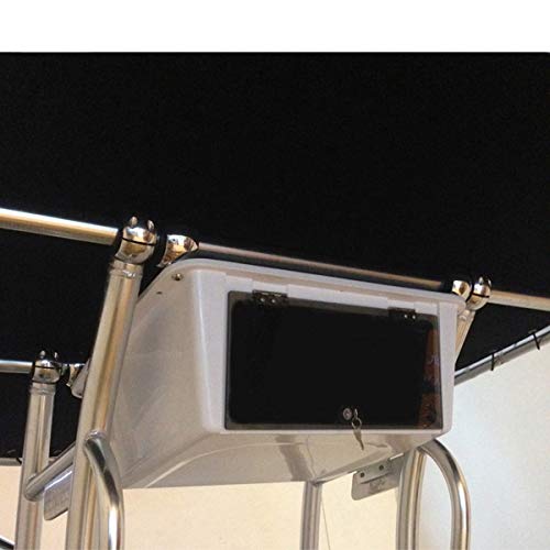 Dolphin T-Top Marine Electronics Box - Waterproof Fiberglass Storage for Fishing Boats with Locking Smoked Glass, Stereo Radio Head Compartment (25