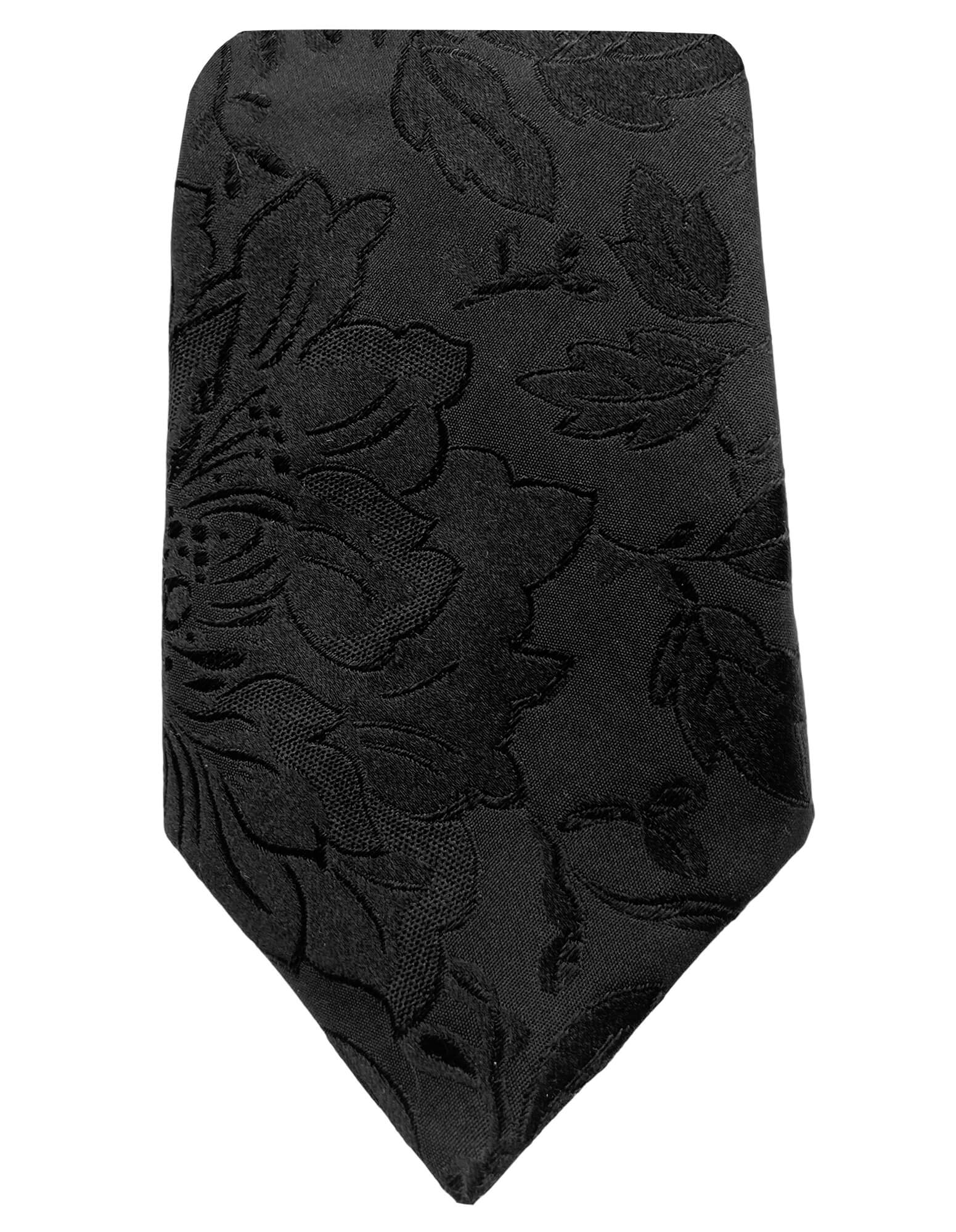 DÉCLIC Fable Floral Tie for Men - Elegant Black Silk Necktie with Floral Pattern - Perfect for Weddings, Business Meetings & Formal Occasions