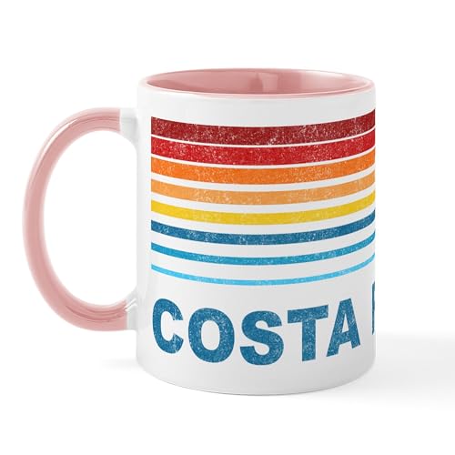 White/Pink Inside - Retro Costa Rica Palm Tree Mug