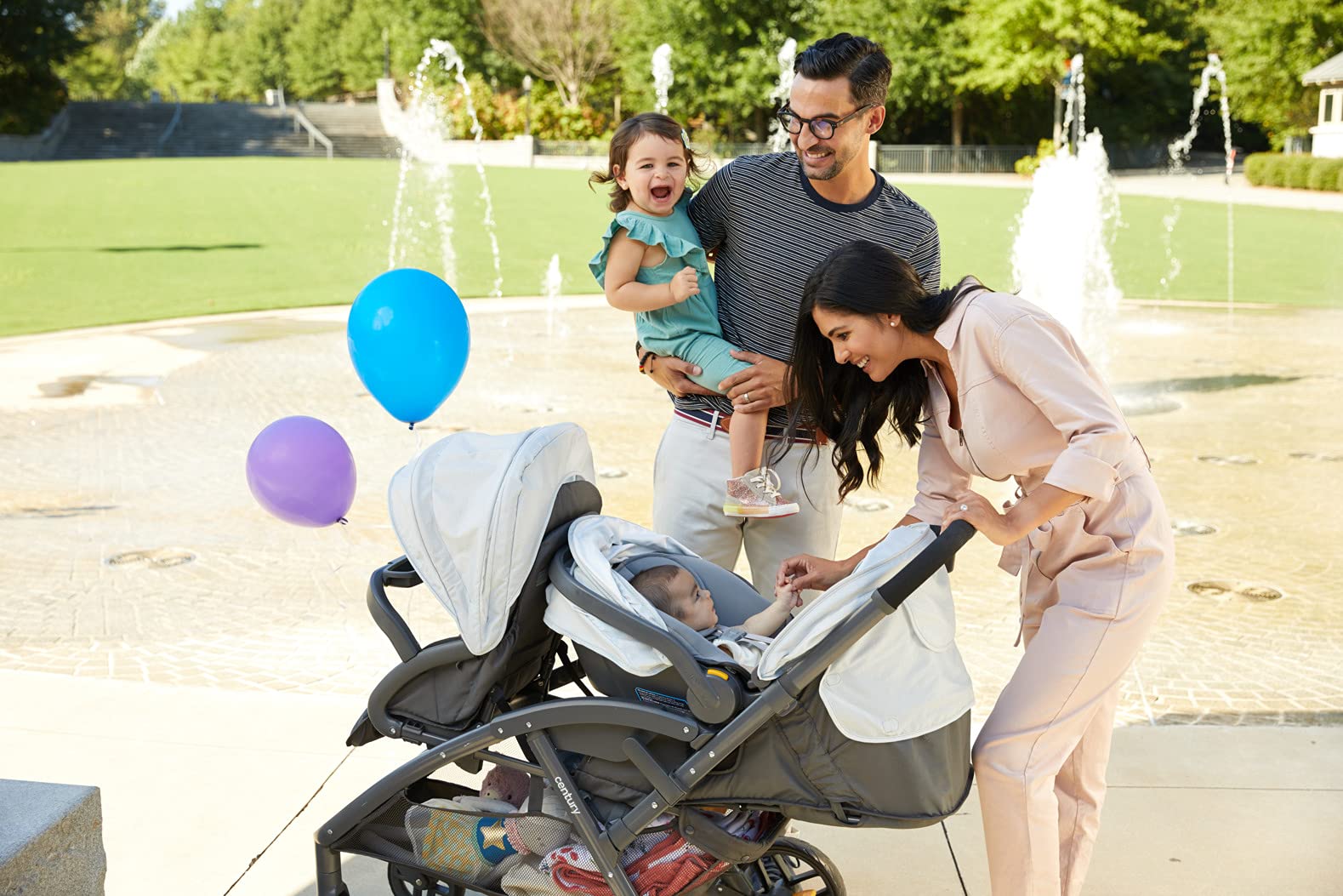 Century® Stroll On™ Duo Lightweight Double Stroller - Compact & Easy Fold for Twins or Siblings - Perfect for Shopping, Travel & Everyday Use