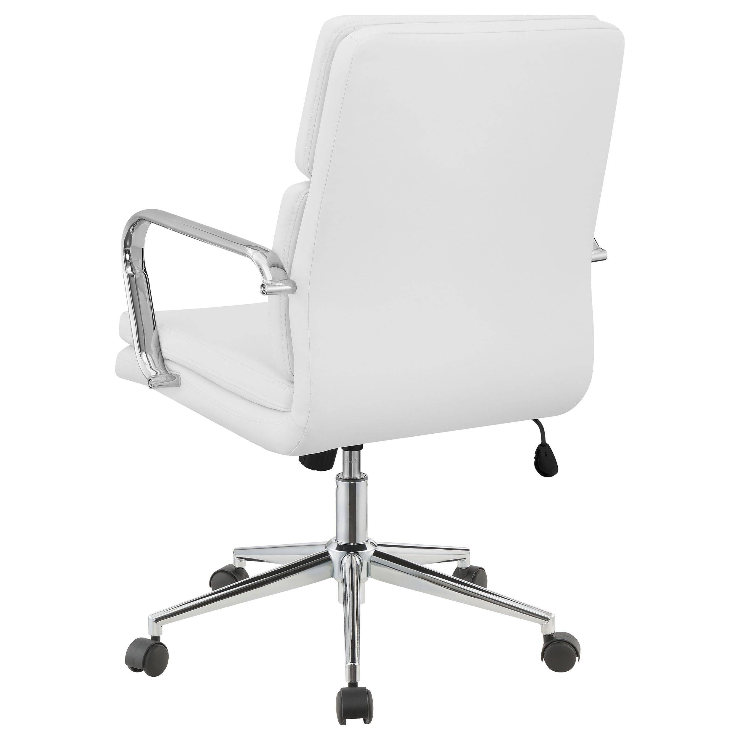 Coaster Furniture 801767 Standard Back Upholstered Office Chair - White & Chrome Ergonomic Desk Chair for Home Office, Computer Workstation & Conference Room
