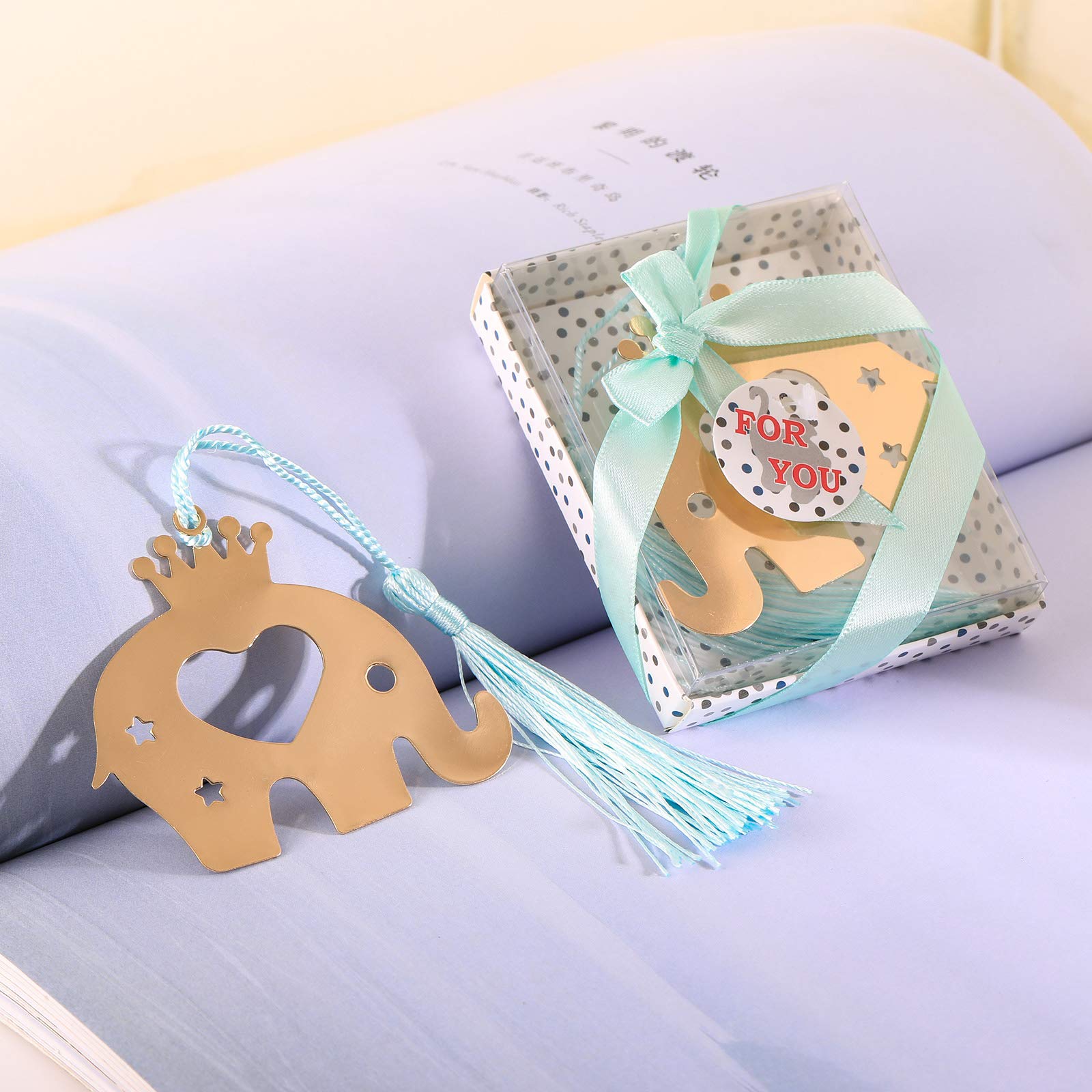 30-Pack Blue Metal Elephant Bookmarks - Unique Baby Shower Favors, Wedding Party Souvenirs & Bridal Shower Gifts - Perfect for Book Lovers, Birthday Celebrations & Theme Parties (Great for Guest Favors & Reading Accessories)