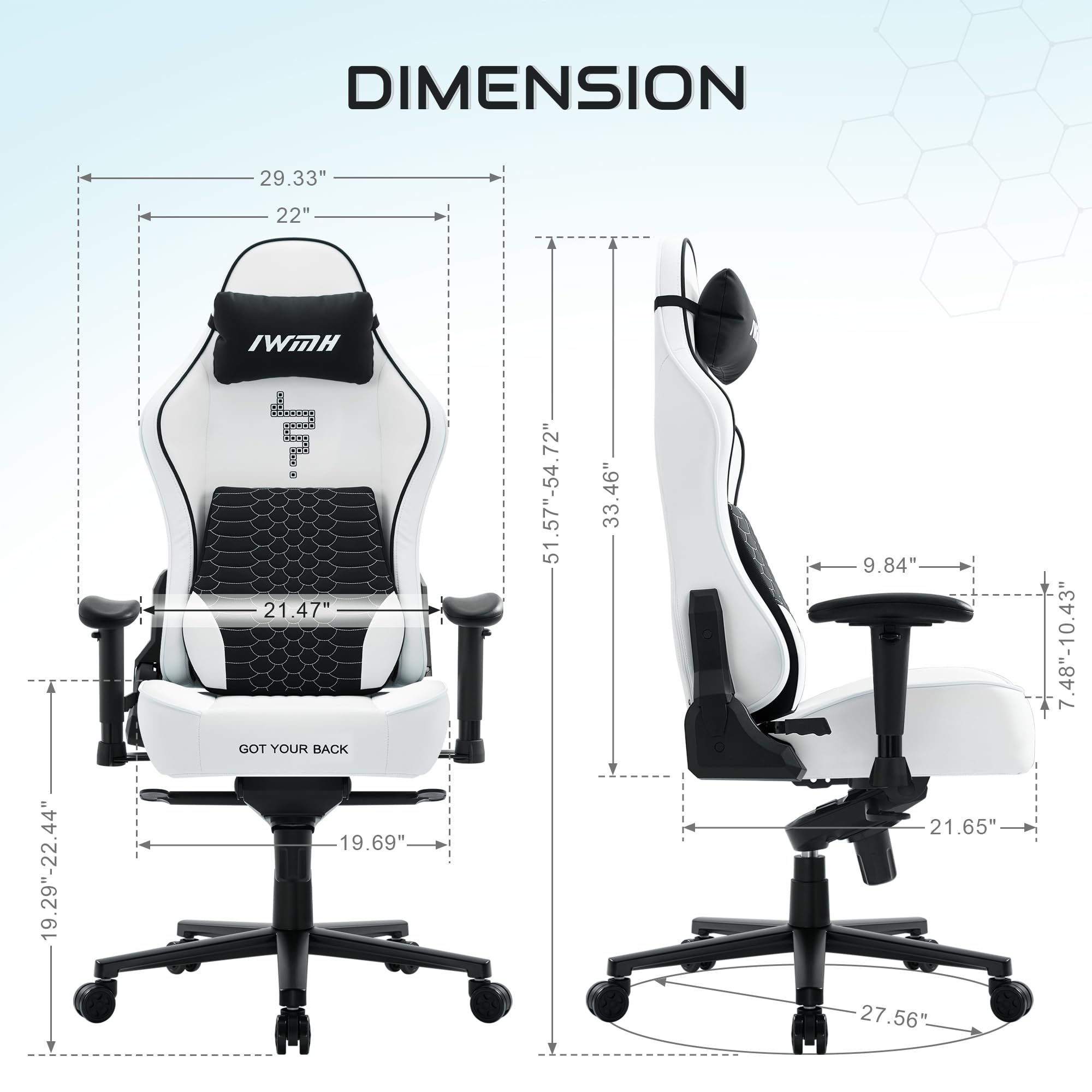 Ergonomic Gaming Chair with Lumbar Support - High Back Office Computer Chair for Adults & Teens, Swivel Rolling Desk Chair with Headrest, 450 lbs Weight Capacity (White) - Perfect for Home Office, Gaming Setup & Workstation