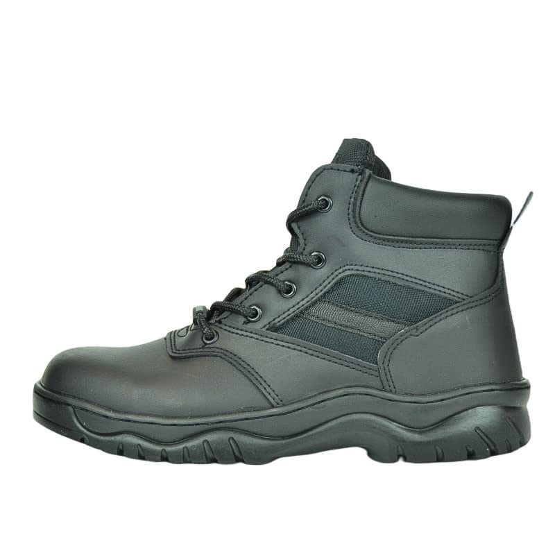 Men's Black Tactical Boots - Mid Height Military & Sport Uniform Boots for Outdoor Hiking, Work & Combat Use