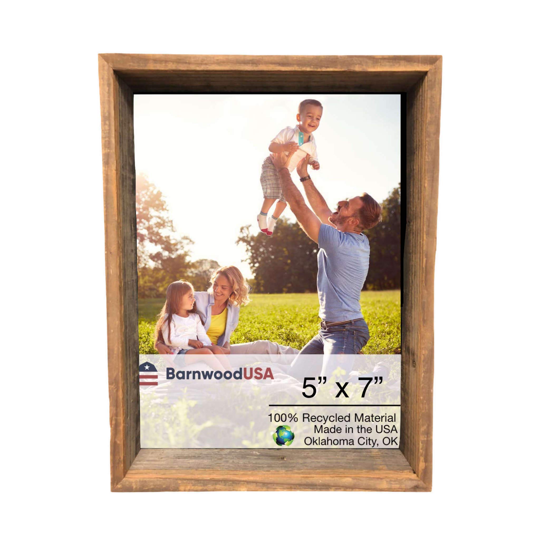 BARNWOODUSA 5x7 Rustic Shadow Box Picture Frame - Upcycled Wood Collectible Display Case for Home Decor, Wedding Photos & Memorabilia
