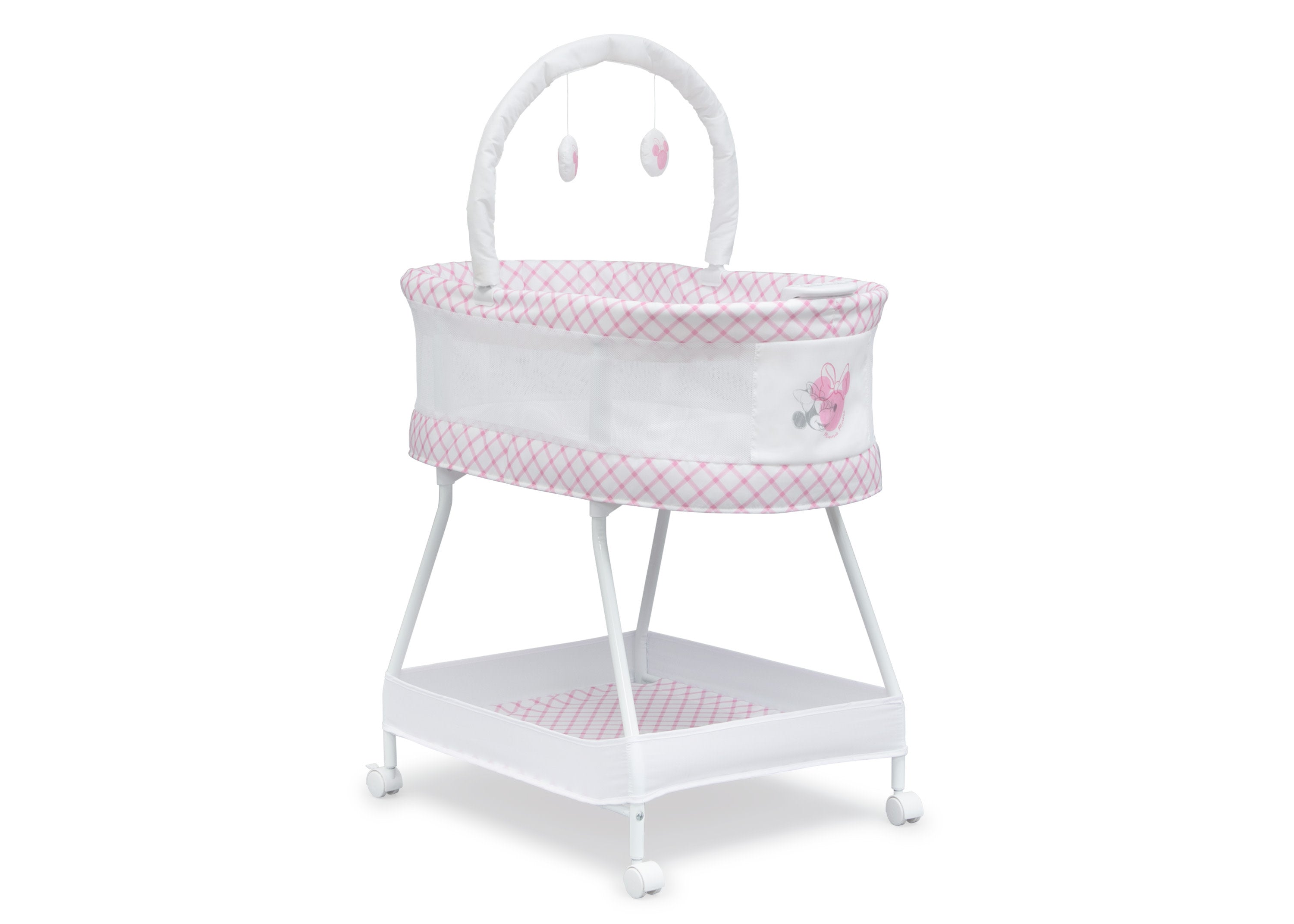 Minnie Mouse Sweet Dreams Bassinet for Baby Girls - Disney Nursery Crib with Canopy & Storage - Perfect for Newborns & Infants - Ideal for Bedrooms, Daycare & Travel