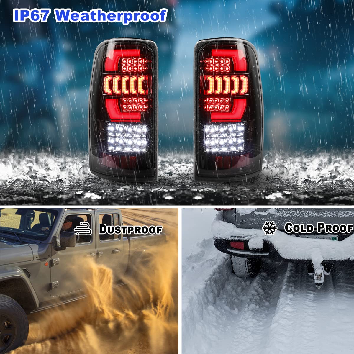 Nixon Offroad Full LED Tail Lights Assembly for 2000-2006 Chevy Tahoe & GMC Yukon - DRL, Brake, Reverse, Turn Signal Lights (Clear Lens) - Perfect for Off-Roading, Night Driving & Custom Truck Upgrades