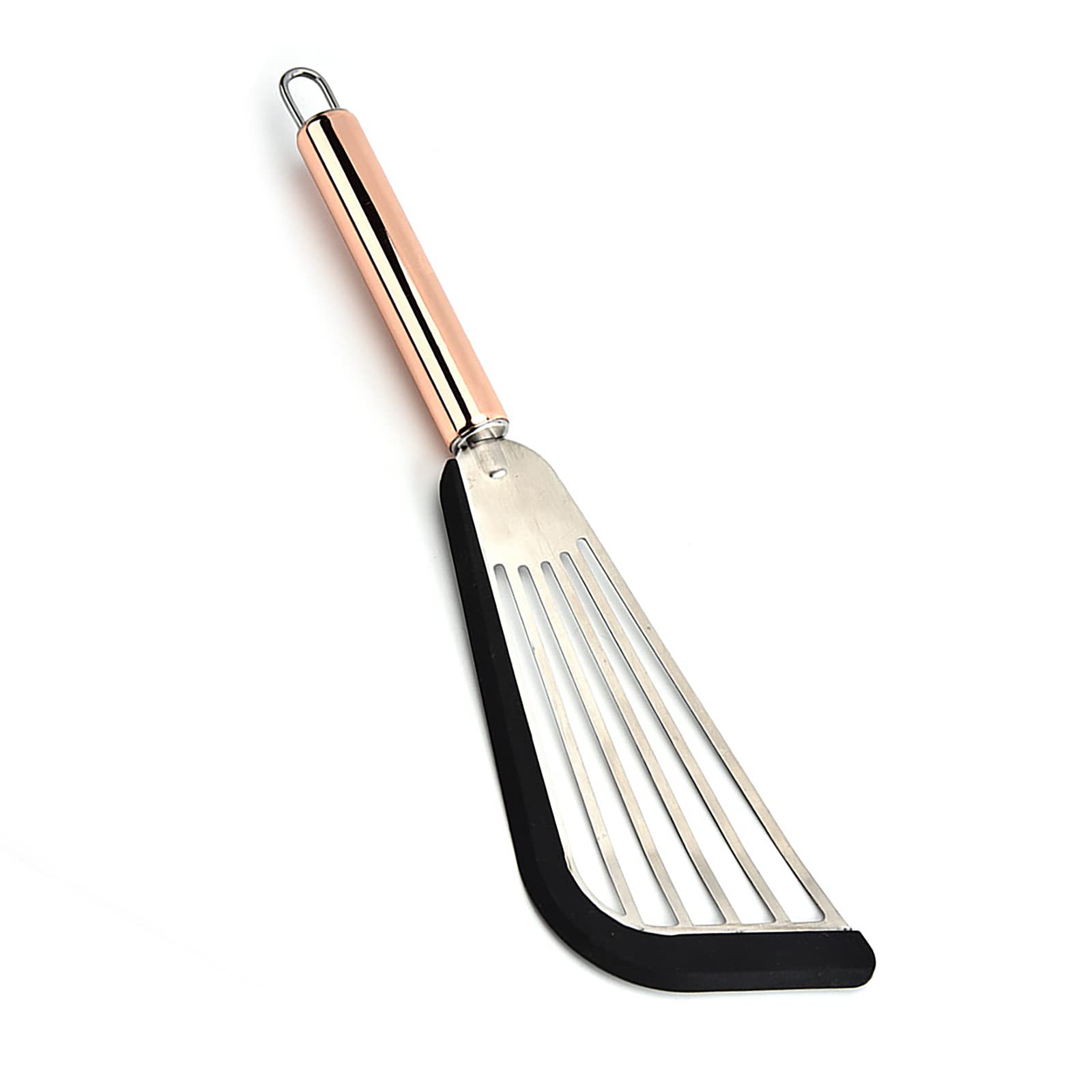 Heat-Resistant Slotted Spatula - Stainless Steel Kitchen Spatula with Silicone Head, Soft Slotted Edge - Perfect for Flipping Pancakes, Burgers & Eggs - Ideal for Non-Stick Pans & Grilling