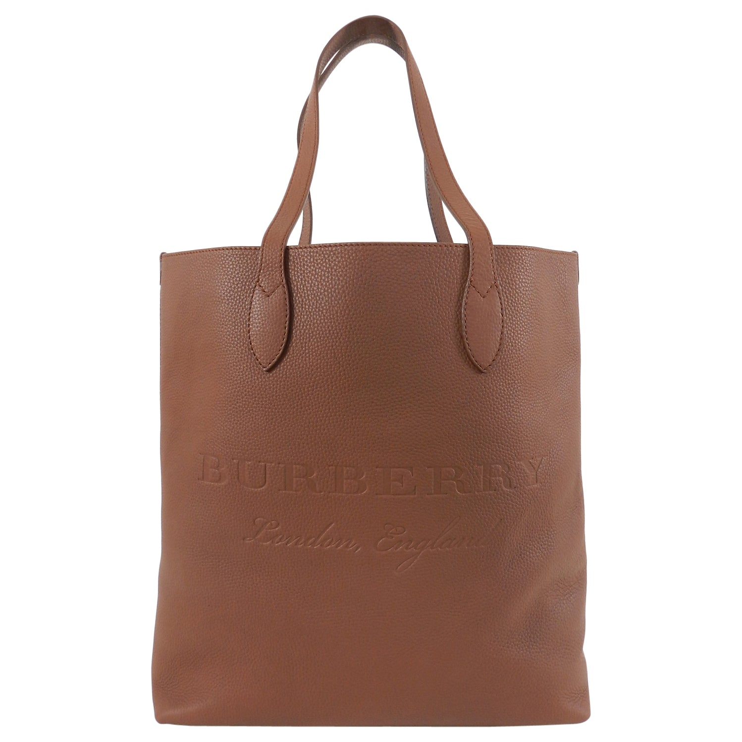 Burberry Remington Chestnut Brown Large Leather Logo Tote Bag for Women - Luxury Designer Handbag for Work, Travel & Everyday Use