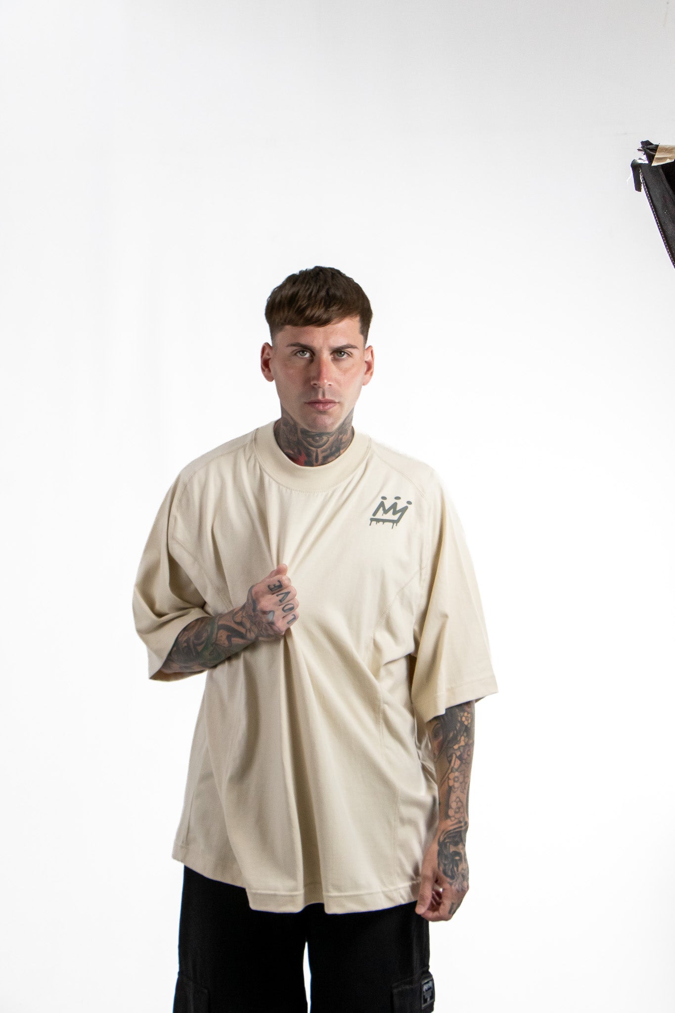 King Of Art Men's T-Shirt - Nicky Beige 6659B | Premium Cotton Graphic Tee for Casual Wear & Street Style