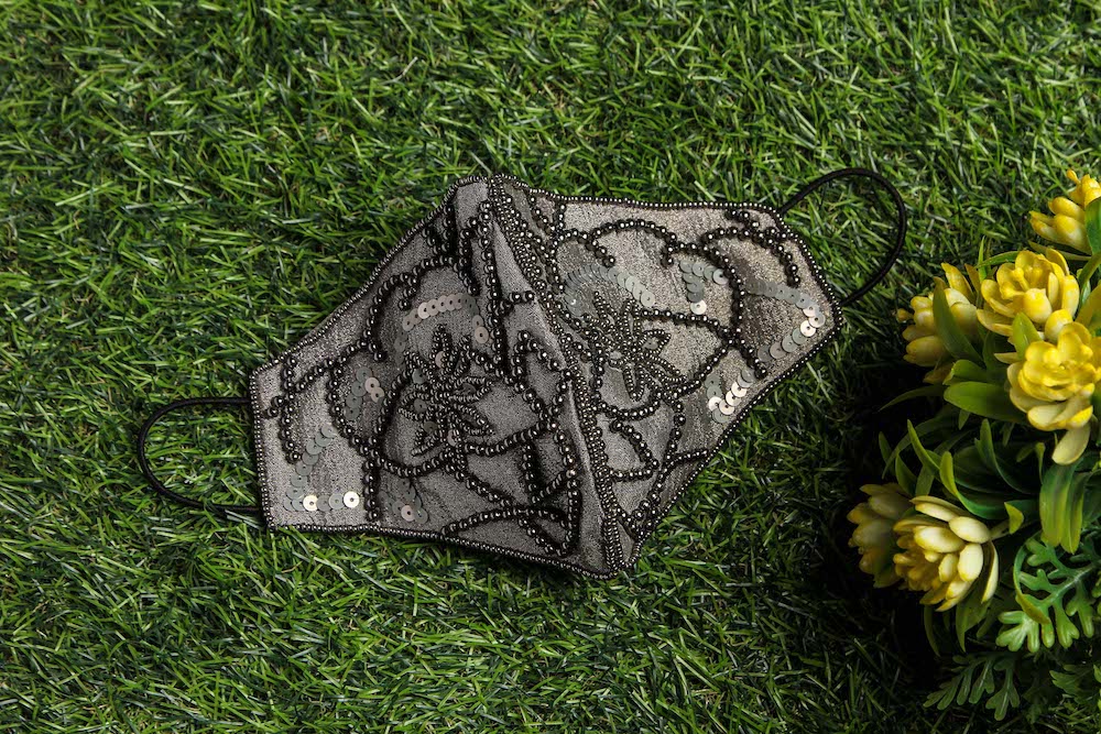 Hand Embroidered Silk Face Mask for Women & Men - Breathable & Reusable Tissue Mask for Daily Use, Travel & Special Occasions