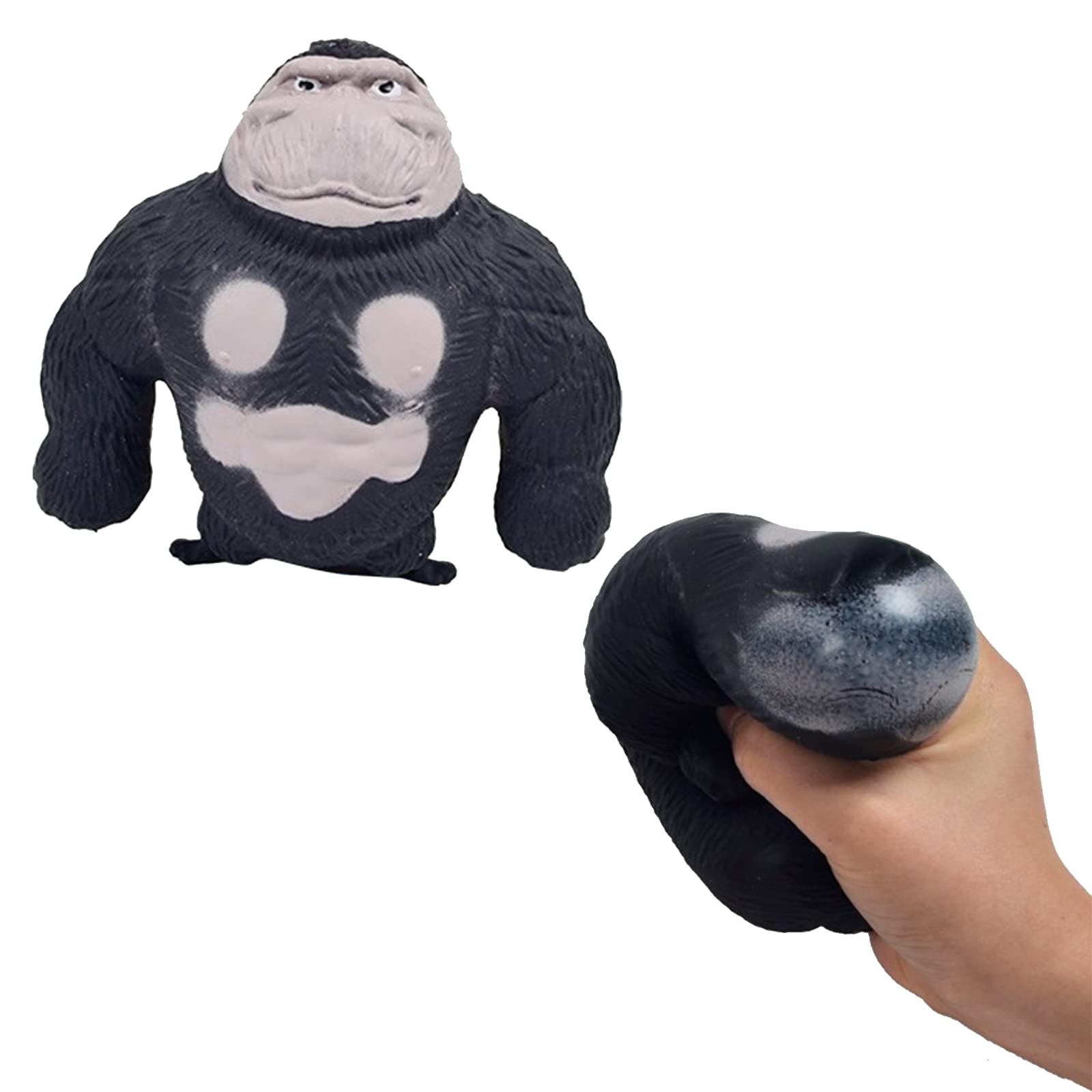 **OriCraft Soft Bouncy Gorilla Figure - Stress Relief Sensory Fidget Toy for Anxiety, ADHD & Focus - Fun Finger Pressure Squeeze Toy for Kids, Teens & Adults - Perfect Birthday & Christmas Gift (Black) - Great for Office, Travel & Relaxation**