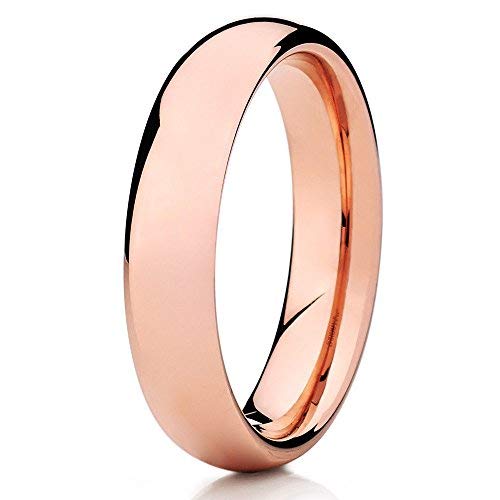 Rose Gold Tungsten Wedding Band - 5mm Comfort Fit Ring for Men & Women - 18k Rose Gold Anniversary Ring - Perfect for Engagements, Weddings & Special Occasions