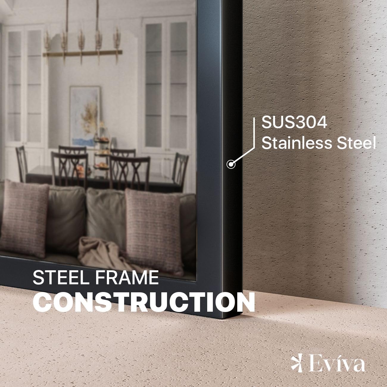 Eviva 42x30 Inch Black Framed Bathroom Mirror - Modern Aluminum Metal Frame Rectangle Glass Wall Mirror for Bathroom, Bedroom, Living Room & Entryway - Shatterproof & Easy to Install