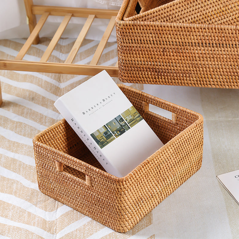 Extra Large Woven Storage Baskets - Rectangular Organizer for Clothes, Kitchen, Bedroom & Shelves | Perfect for Home Decor & Living Room Organization