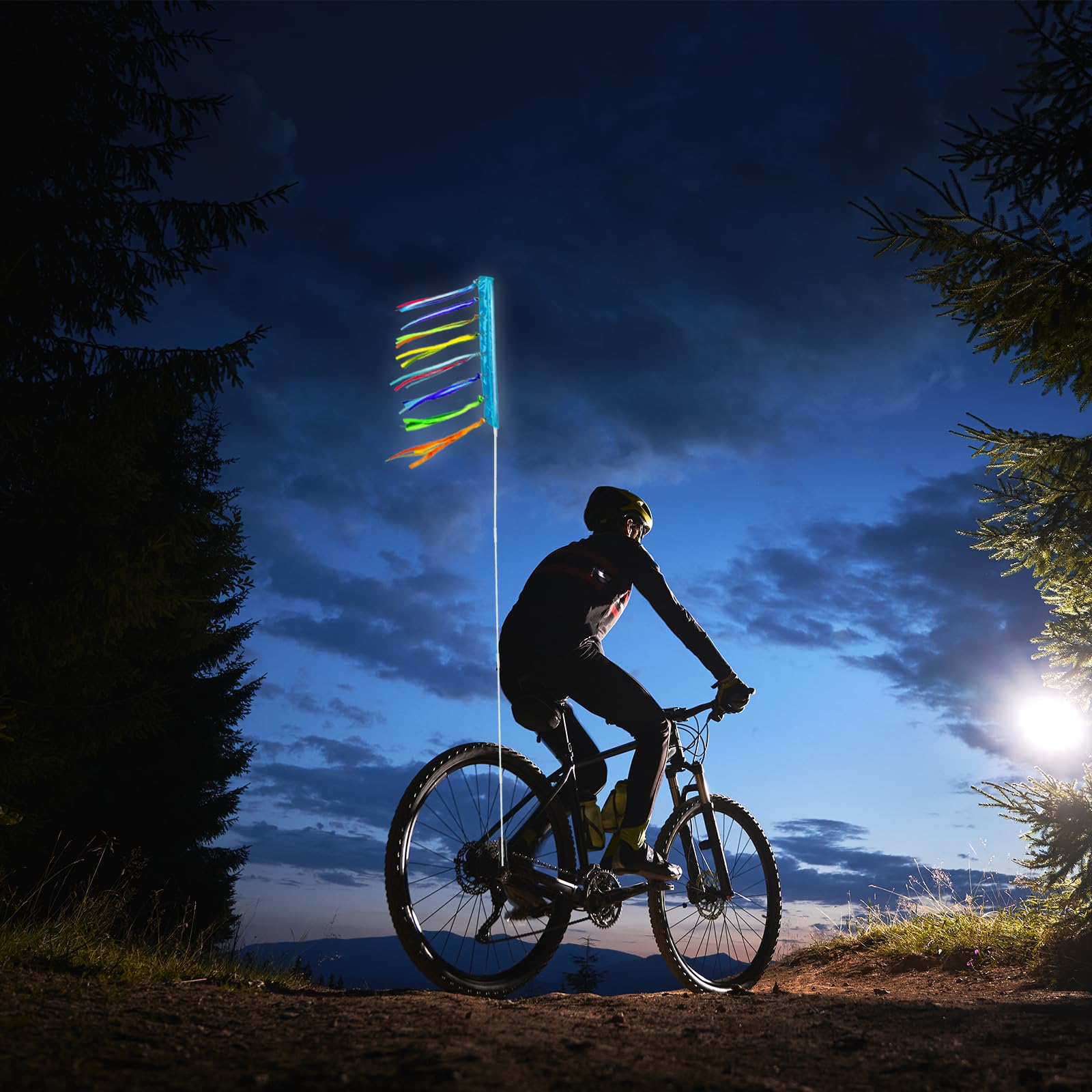 2 Pack 6 ft Bike Safety Flags with Pole - High Visibility Blue Reflective Warning Flags for Bicycles, Go Karts, Trikes, Dirt Bikes & Mobility Scooters | Telescopic Mount, Waterproof Design for Road Safety, Kayaking & Outdoor Activities