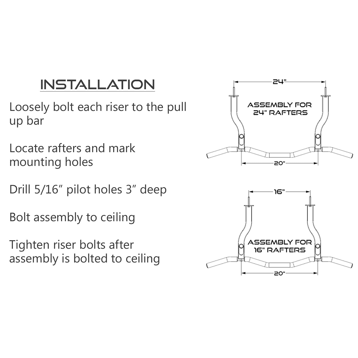Ultimate Body Press Ceiling Mount Pull Up Bar - Adjustable for 16