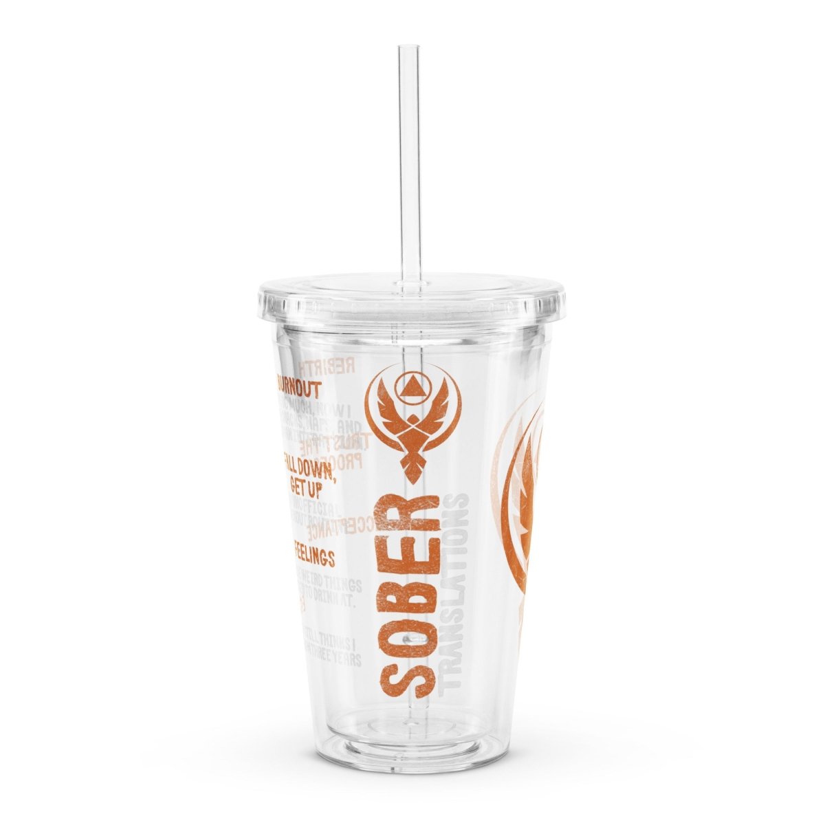 Sober Translations Vol. 4 - 16 oz Clear Insulated Tumbler with Straw & Lid - Perfect for Iced Coffee, Smoothies and Cold Drinks On The Go