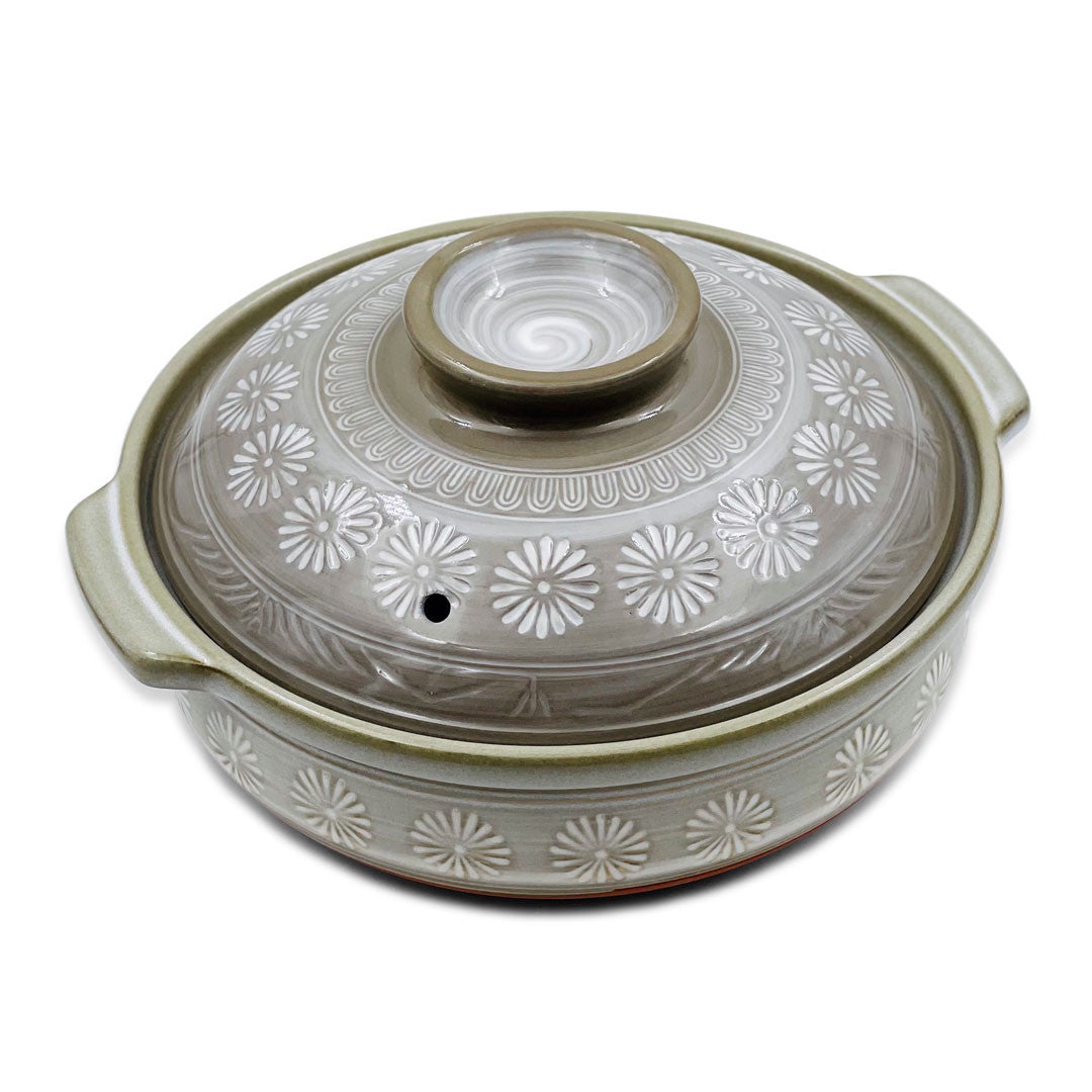 Premium Ginpo Hana Mishima Banko Donabe Clay Pot - 30.5 fl oz (6