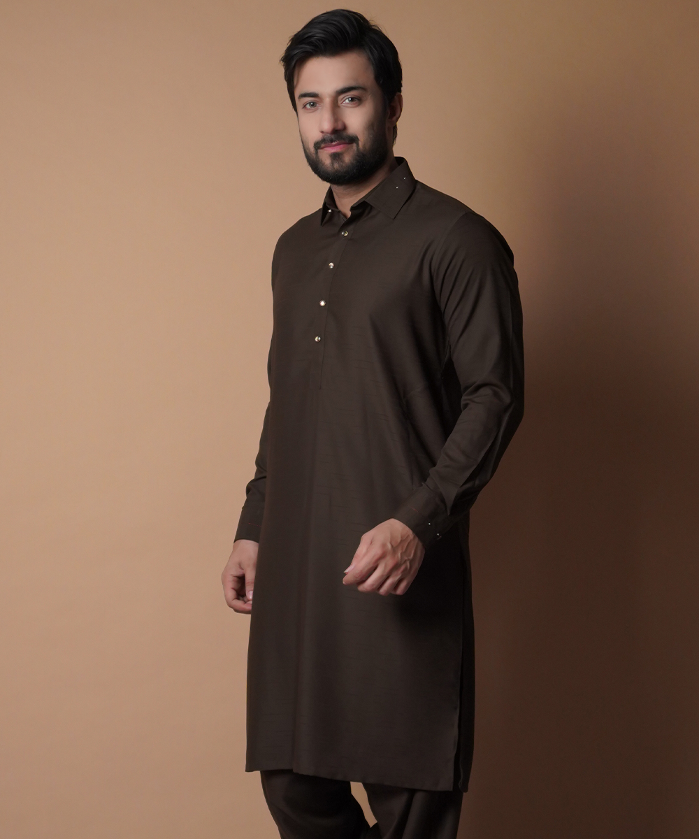 Elegant Deep Brown Shalwar Kameez - Traditional Pakistani Outfit for Women | Perfect for Weddings, Festivals & Special Occasions