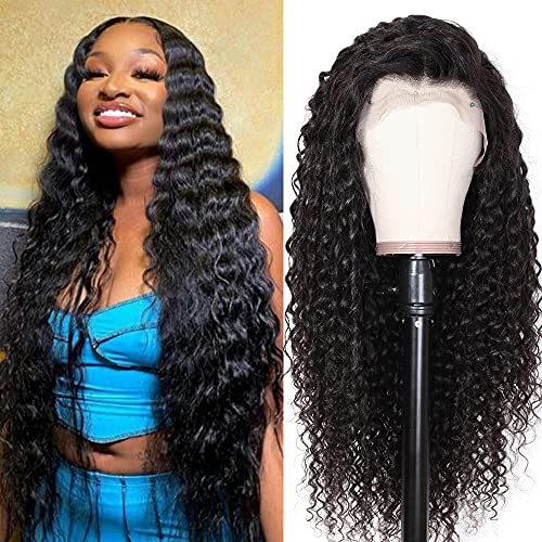 13X4 Deep Wave Human Hair Wigs 16 Inch Lace Front Wigs Brazilian Virgin Hair 150% Density Curly Wigs with Pre-Plucked Hairline - Natural Looking Wigs for Black Women (16 Inch, Deep Wave) - Perfect for Daily Wear, Parties, Weddings & Special Occasions