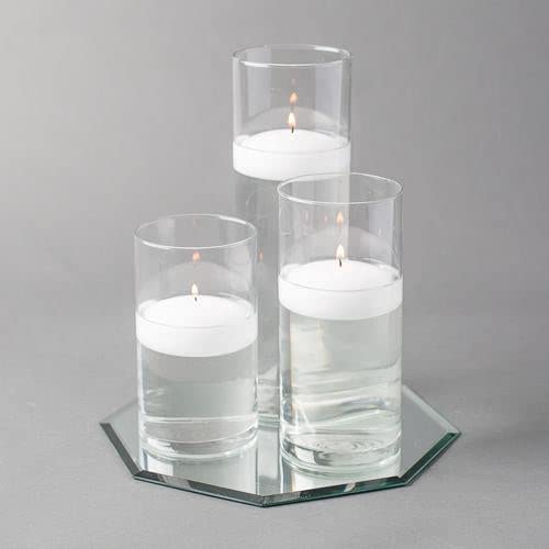 Eastland Octagon Mirror & Cylinder Vases Centerpiece Set with Richland Floating Candles (3