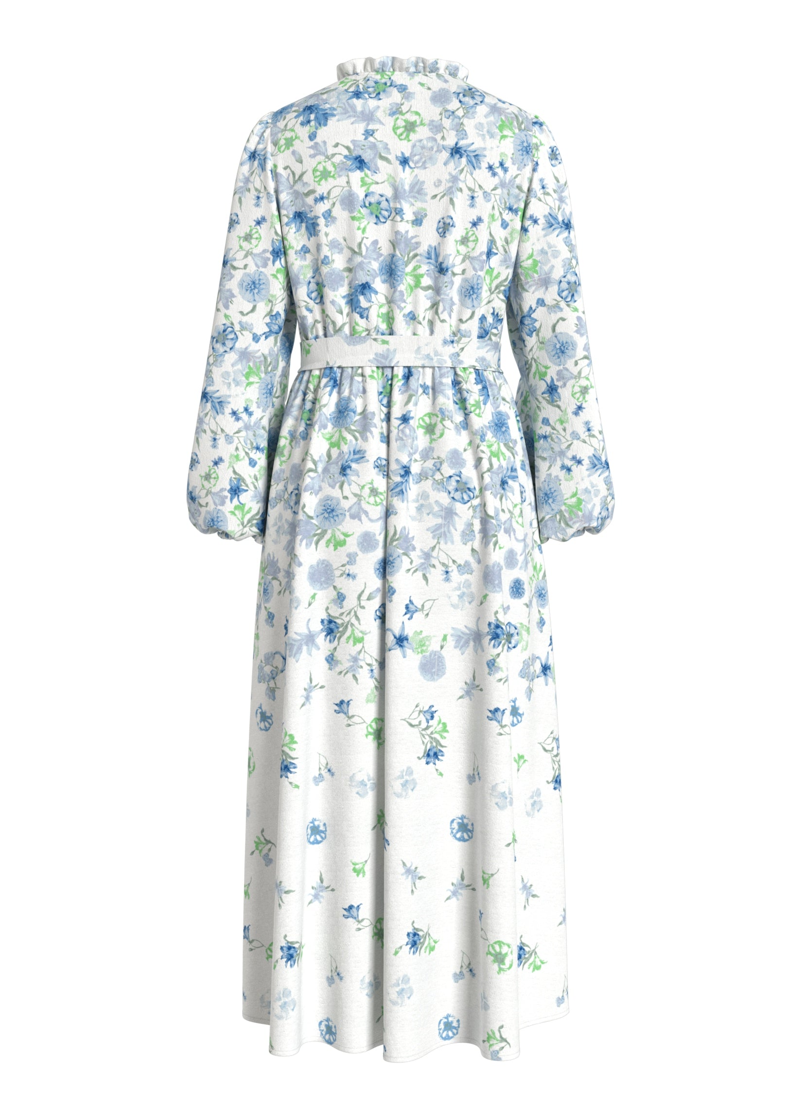 Erin Midi Dress for Women - Floral Print Snow White & Blue Summer Dress - Perfect for Beach Vacation, Garden Party & Casual Outings