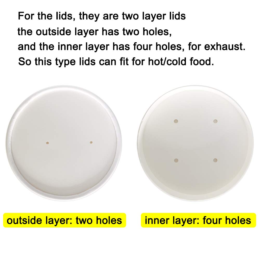 Eco-Friendly 12 oz Paper Ice Cream & Soup Cups with Lids - 40 Pack White Disposable Containers for Parties, Catering & Takeout