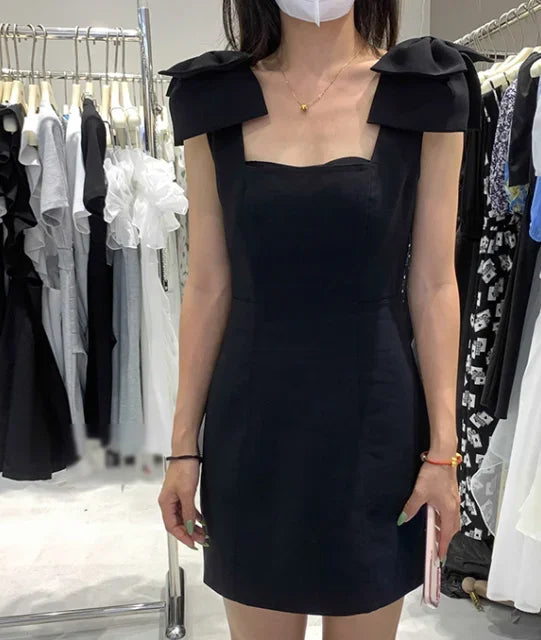 Sexy Bow Above Knee Suspender Dress for Women - Elegant Sleeveless A-Line High Waist Summer Dress | Perfect for Date Night, Cocktail Parties & Special Occasions