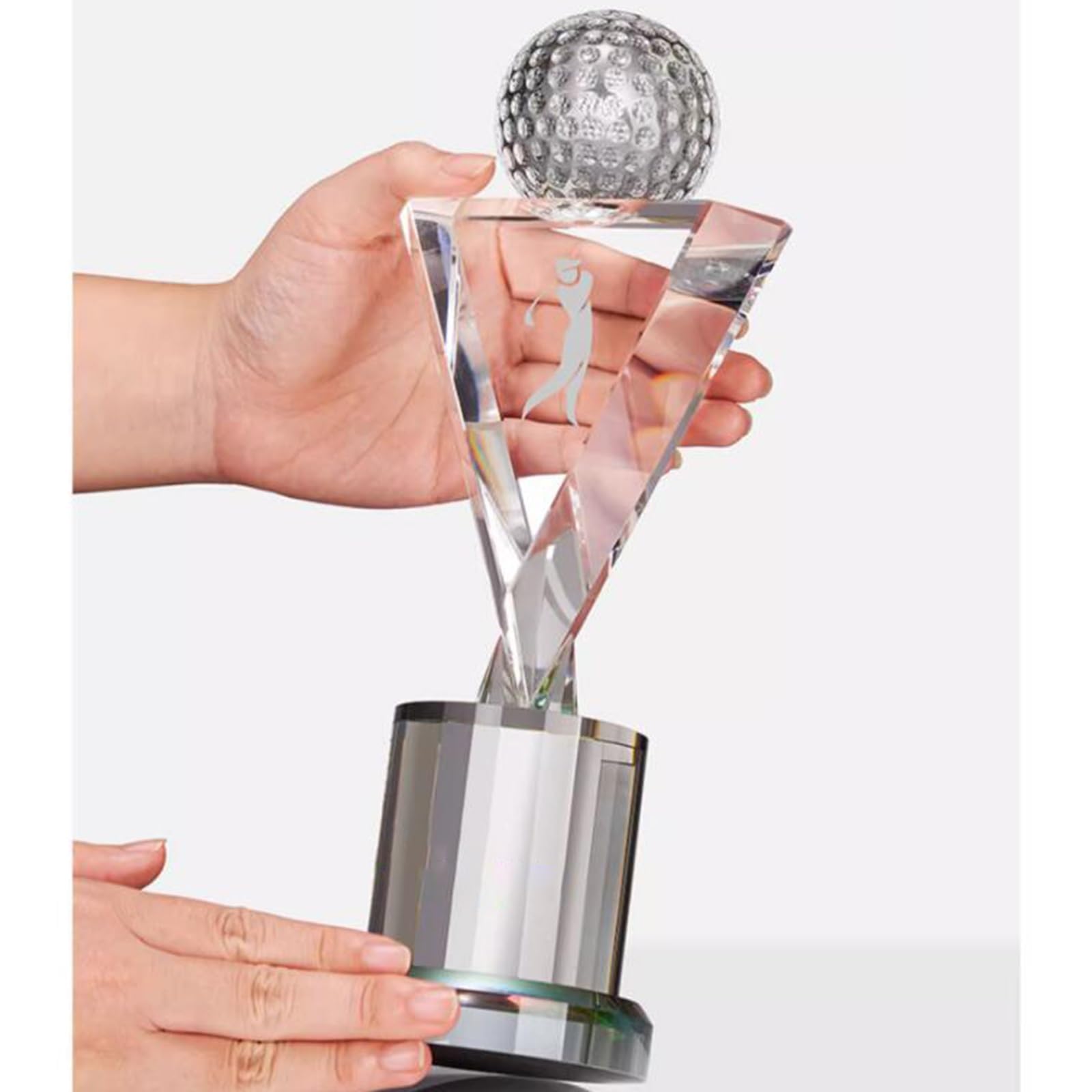 Premium Clear Crystal Golf Trophy Awards - Customizable Team Championship & Longest Distance Medals | Business Gifts, Corporate Recognition, Golf Tournament Prizes | Perfect for Sports Events, Office Awards & Achievement Celebrations