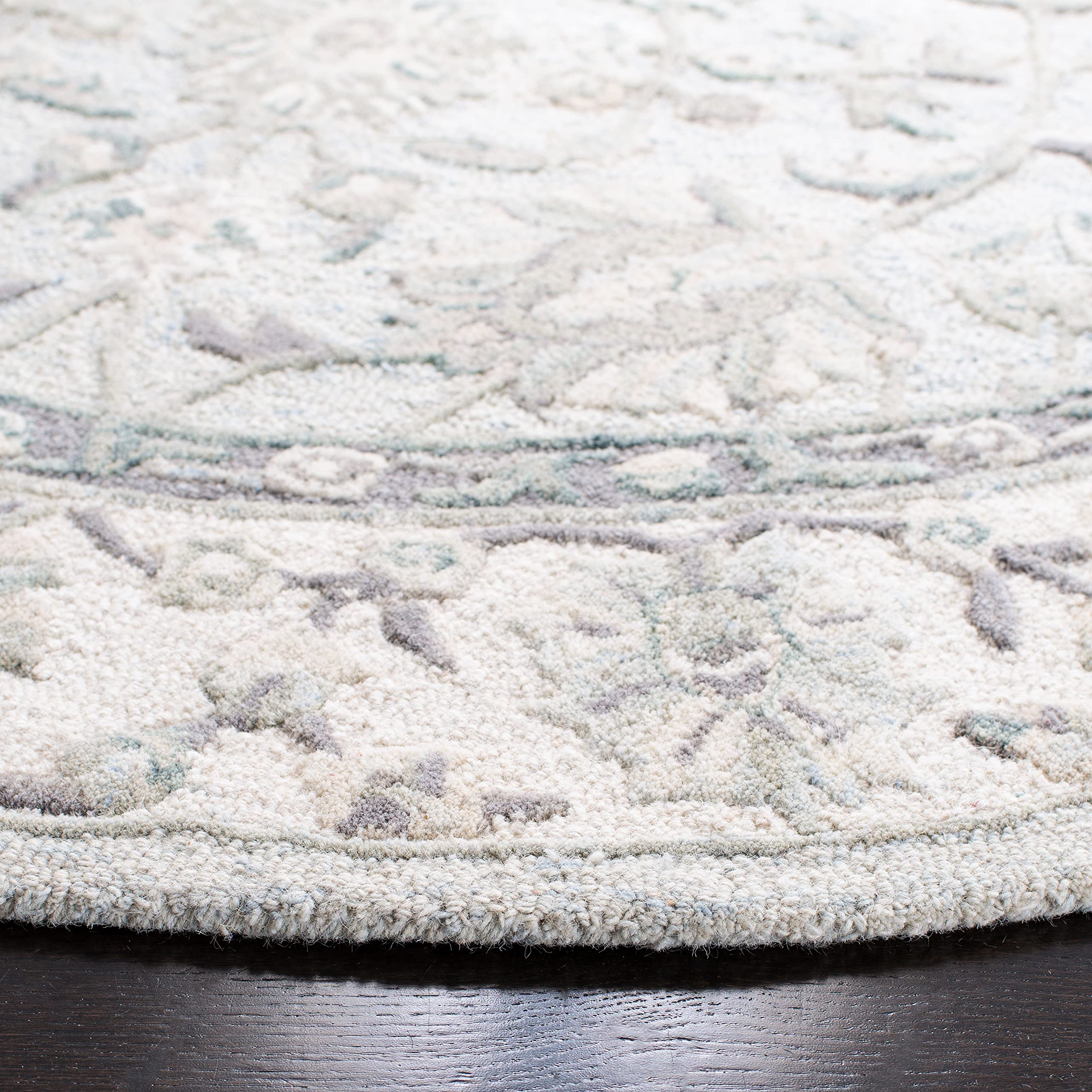 SAFAVIEH Glamour Collection 6-Foot Round Handmade Premium Wool Area Rug in Light Blue & Ivory - GLM628M | Perfect for Living Room, Bedroom, or Office Decor