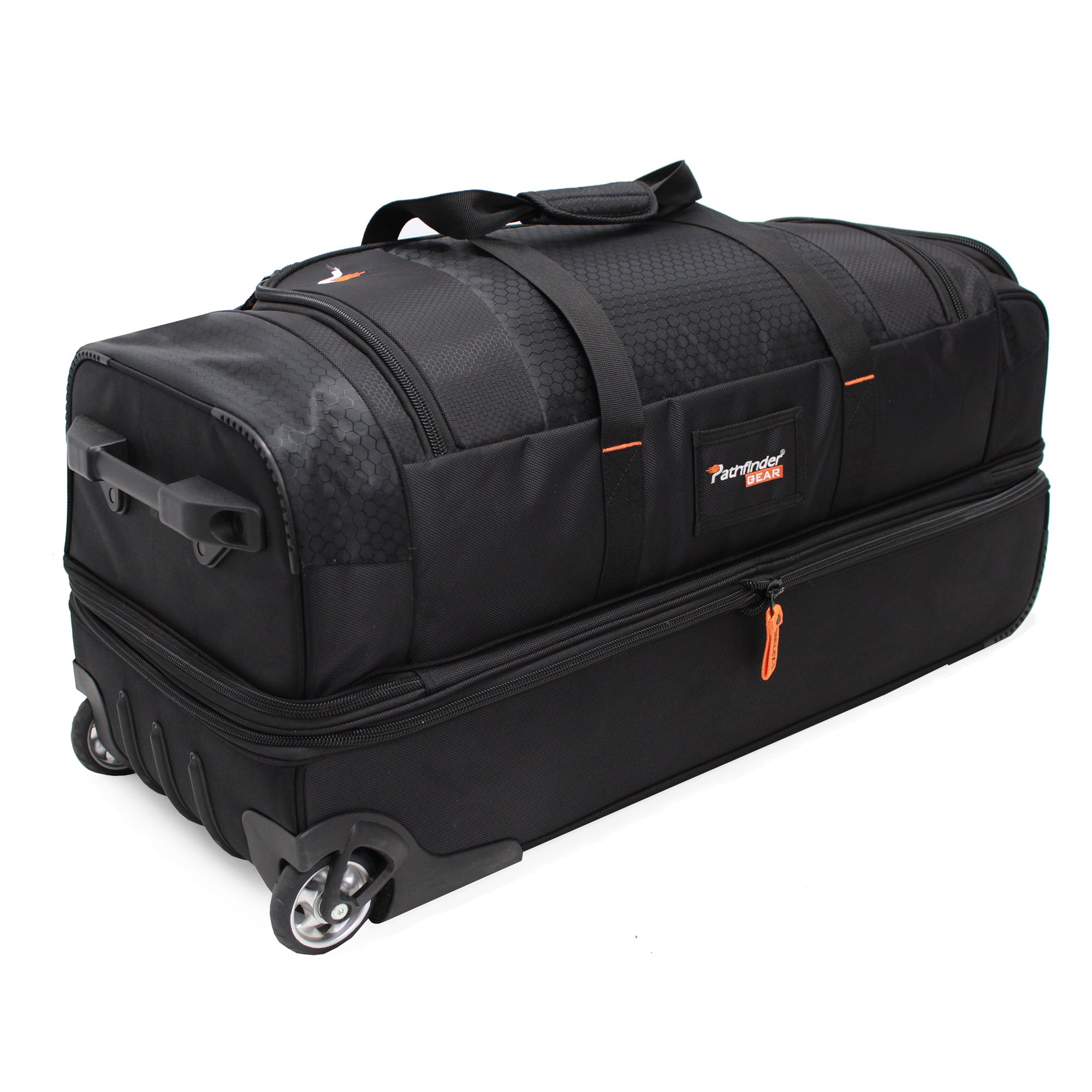 32 Inch Rolling Drop Bottom Duffel Bag - Large Travel Duffel with Wheels & Expandable Bottom for Gym, Sports, Camping (Black)