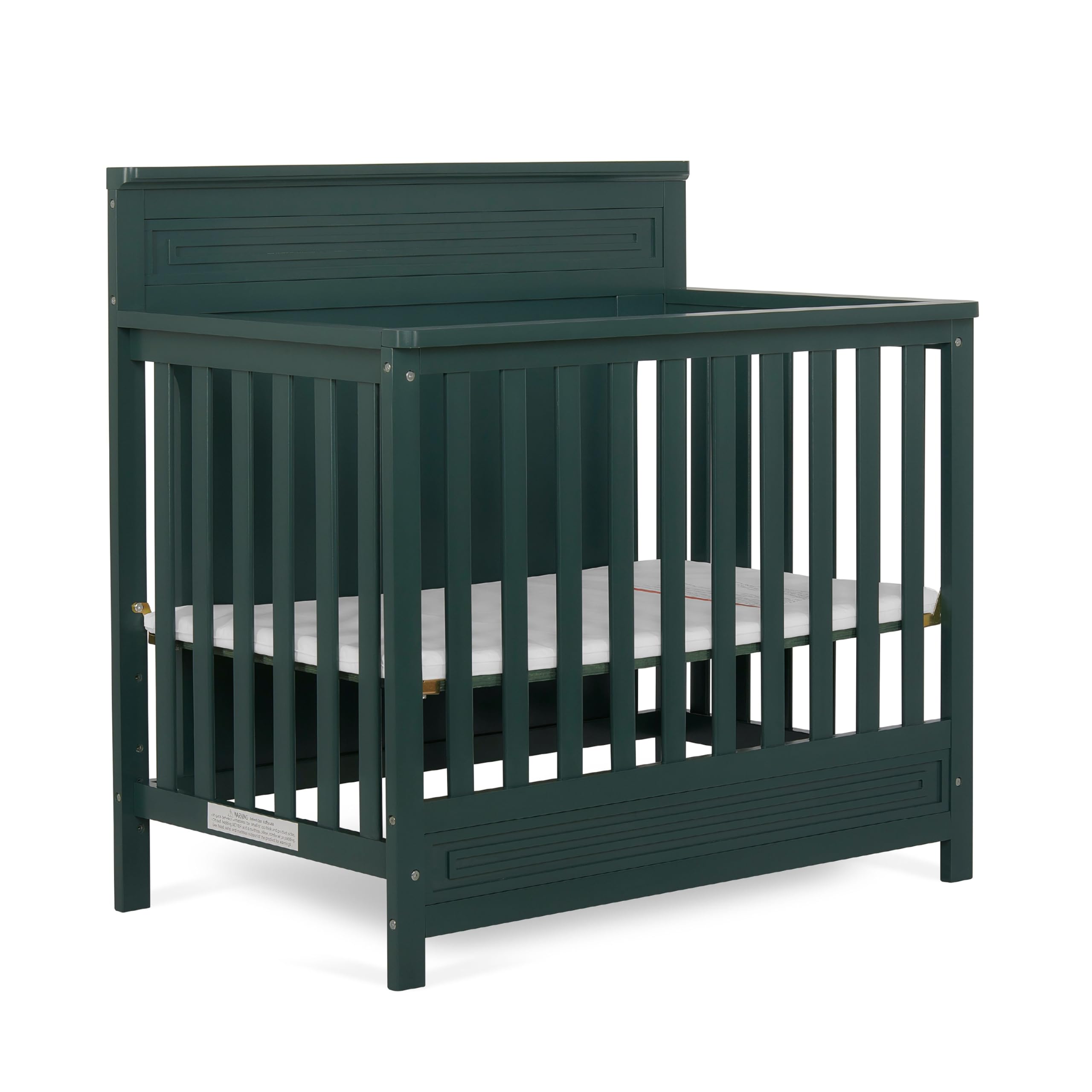Dream On Me Harbor 4-in-1 Convertible Mini Crib - Solid Pinewood, JPMA Certified, Water-Based Paint Finish (Olive Green) | 3 Adjustable Mattress Heights | Perfect for Nursery, Small Spaces & Travel | Safe Baby Bed for Newborns to Toddlers
