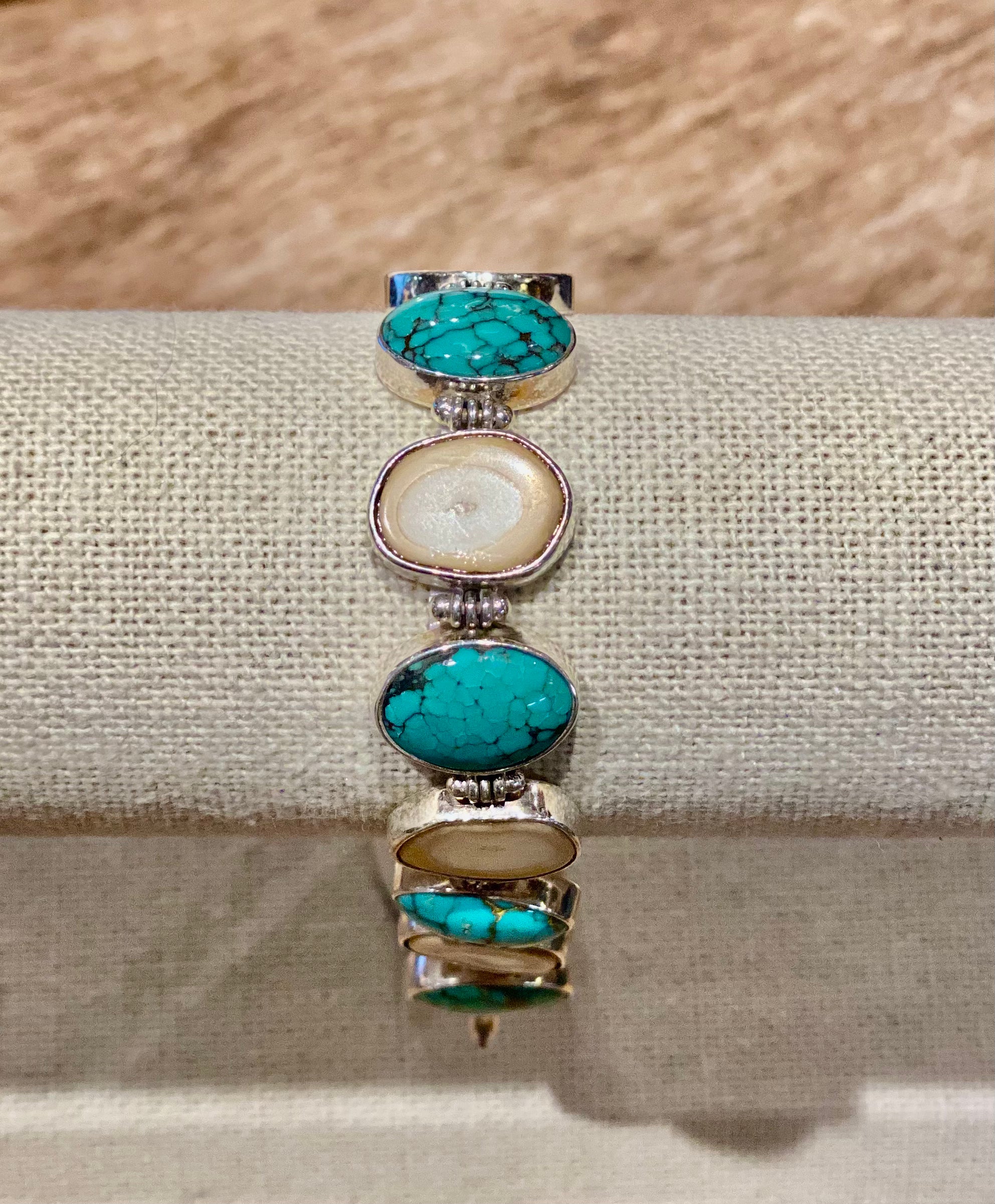 Handmade Fossilized Ivory and Turquoise Beaded Bracelet - Natural Stone Jewelry for Women - Perfect for Boho Chic, Casual Wear & Gift Giving