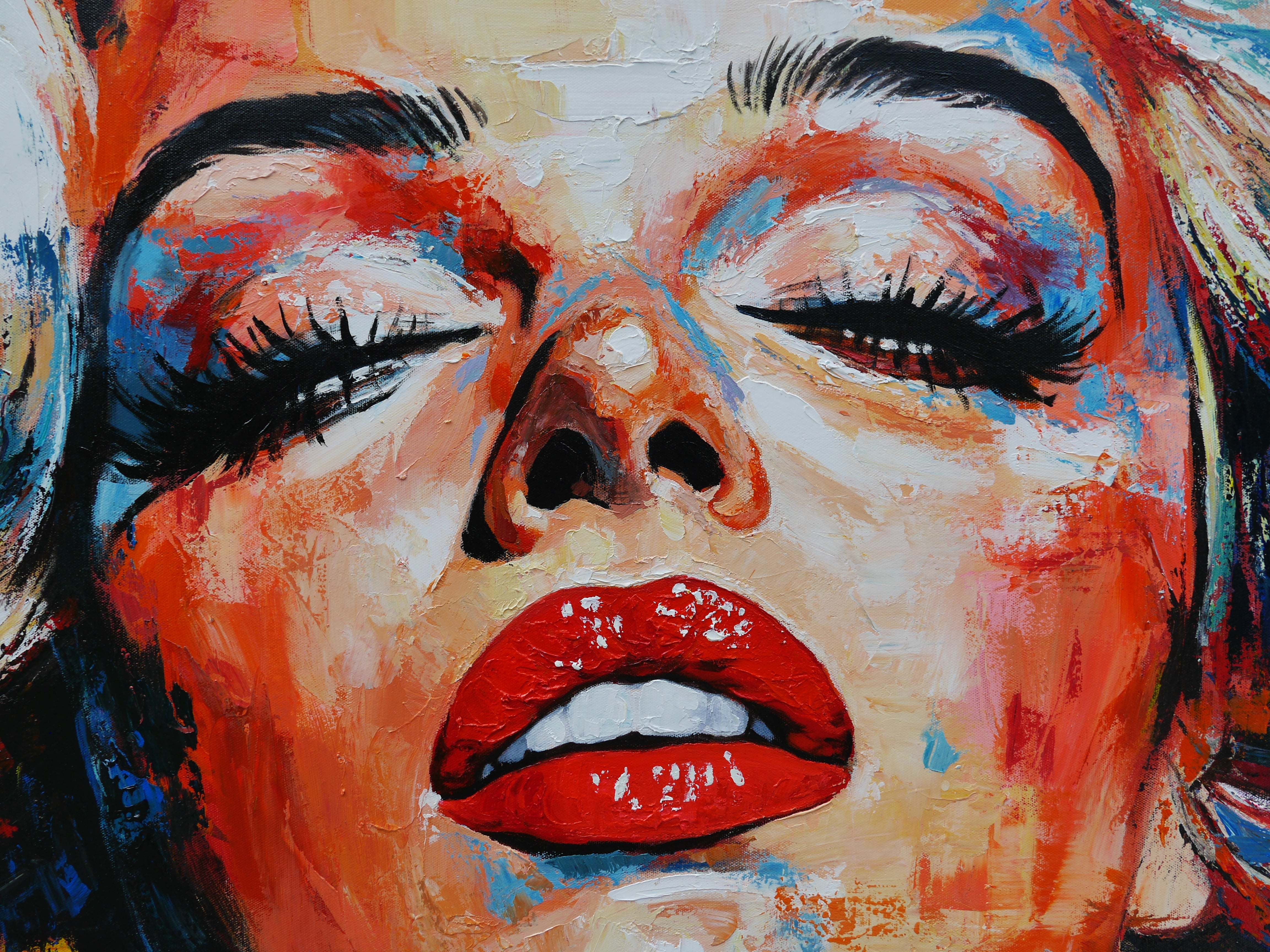140cm x 180cm Marilyn Monroe Textured Abstract Realism Canvas Art Print - Blonde Ambition Wall Decor for Living Room, Bedroom & Office