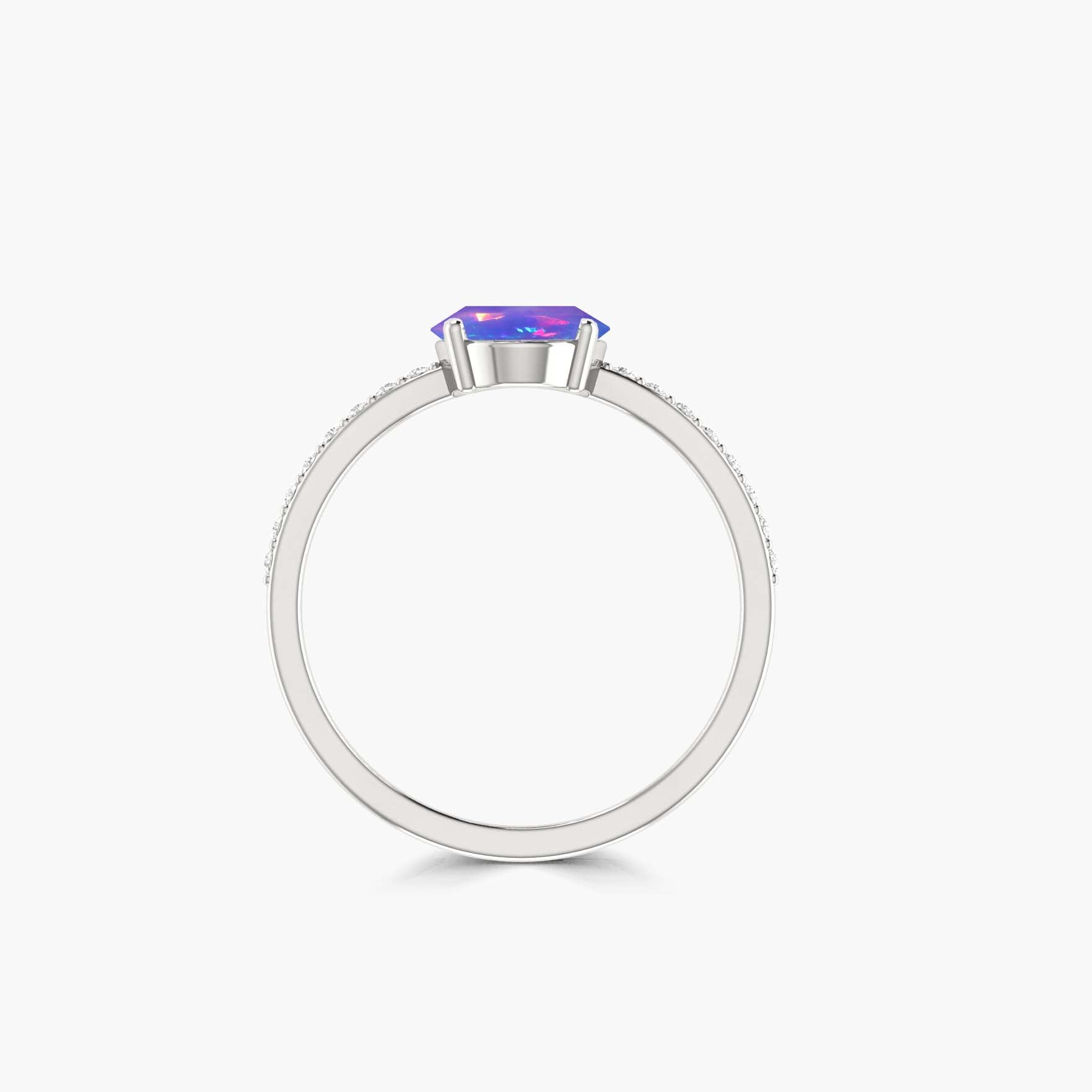 Ethiopian Opal Oval Lavender Fire Wedding Ring for Women – Elegant Engagement & Bridal Jewelry Gift
