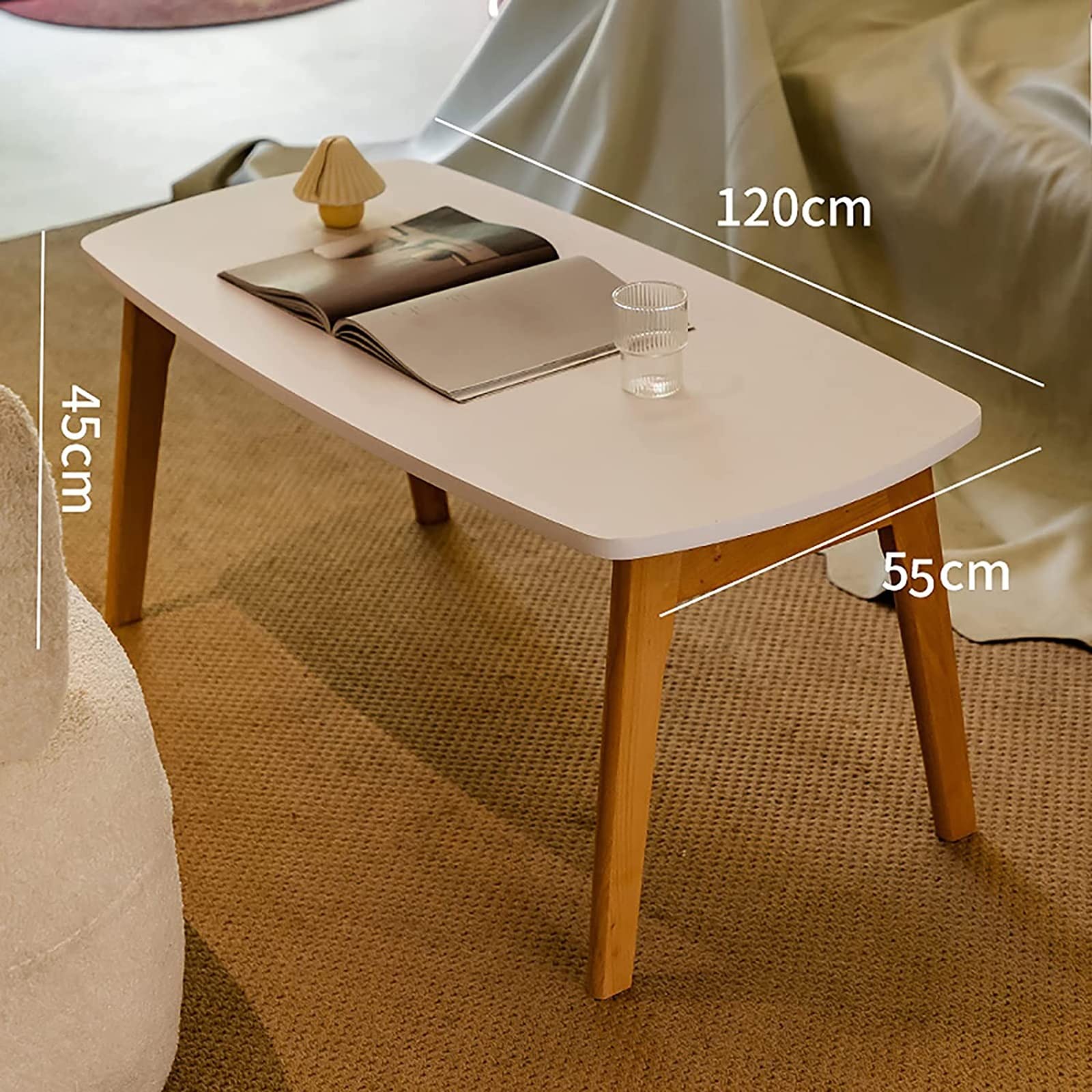 Japanese-Style Solid Wood Folding Coffee Table - 120x55x45cm Low Living Room Table, Sofa Side Table for Leisure & Sitting | Perfect for Small Spaces, Tea Ceremonies, and Minimalist Home Decor